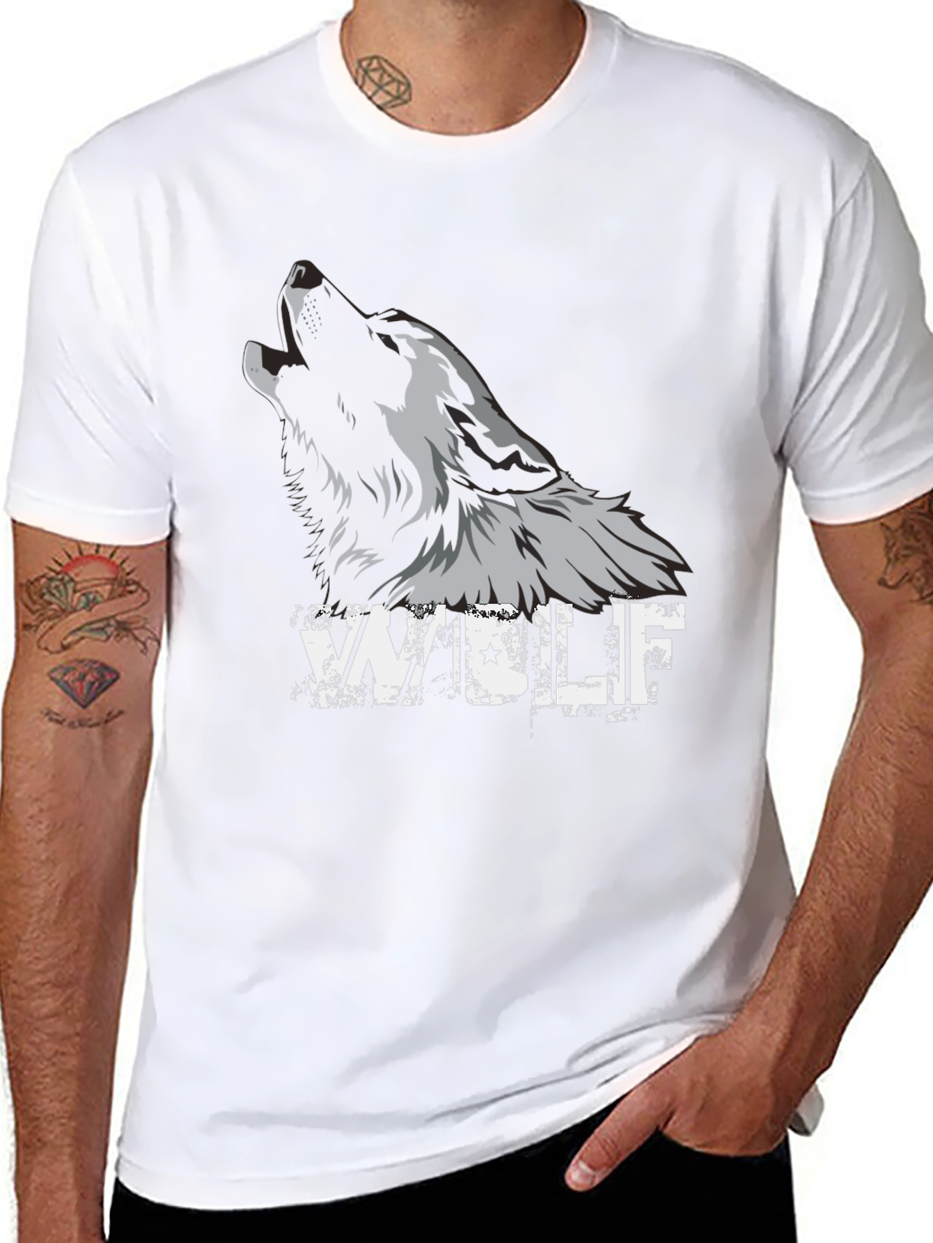 Black Wolf Graphic Tee - Mens Fashion T-Shirt