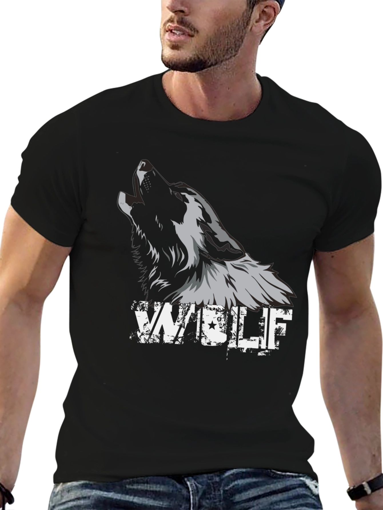 Black Wolf Graphic Tee - Mens Fashion T-Shirt