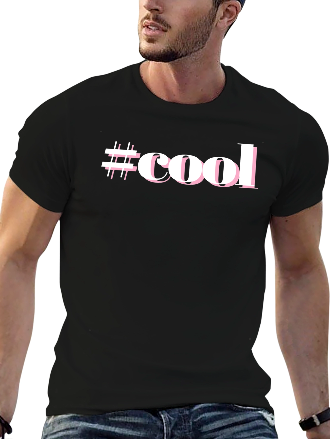 #Cool Graphic Print Black Short Sleeve T-Shirt