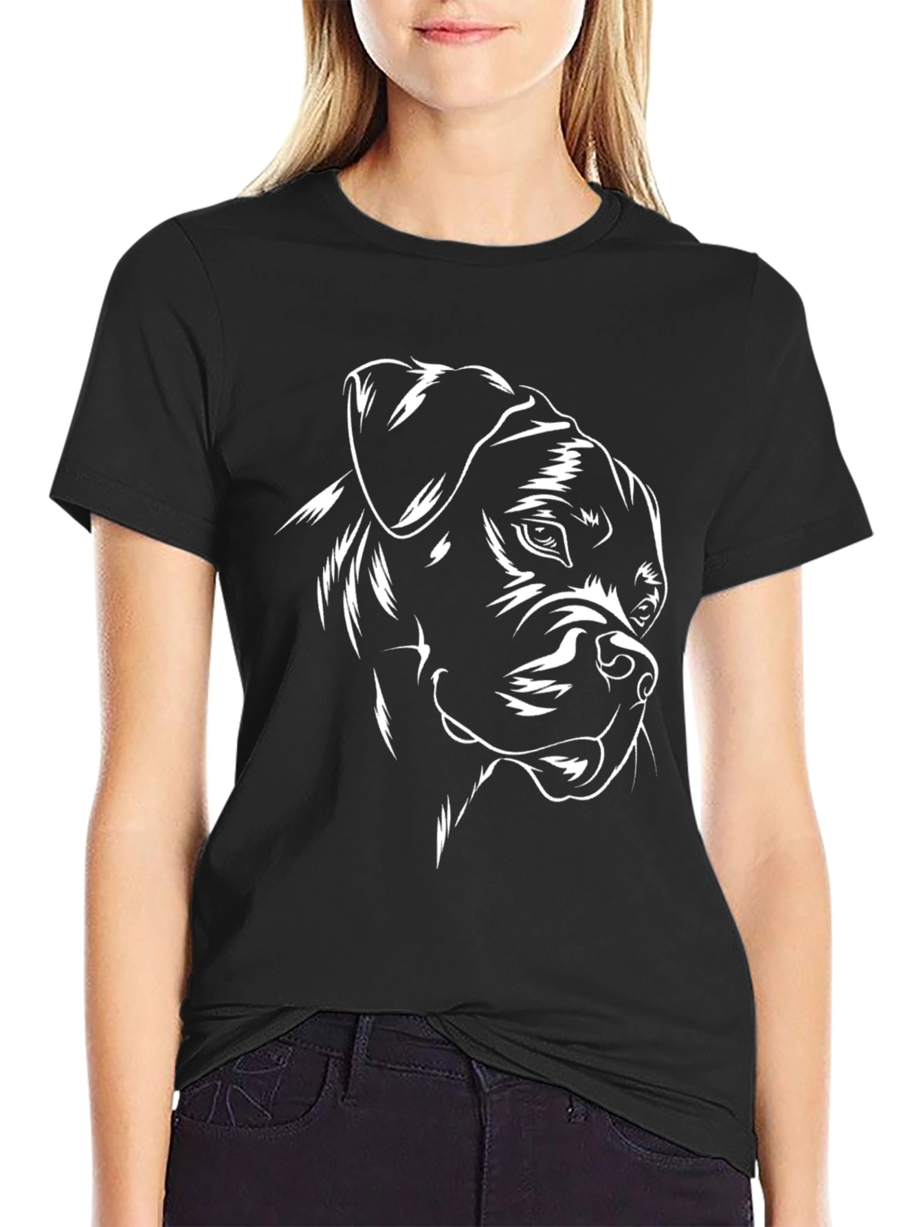 Cool Boxer Dog Graphic Tee - Black Cotton T-Shirt