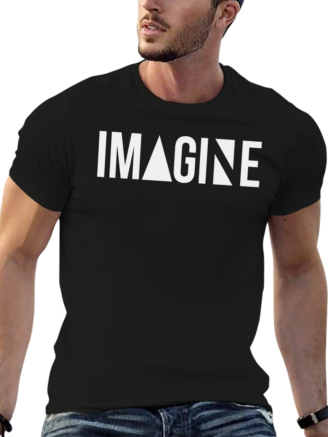 Imagine Graphic Tee - Black Cotton Blend