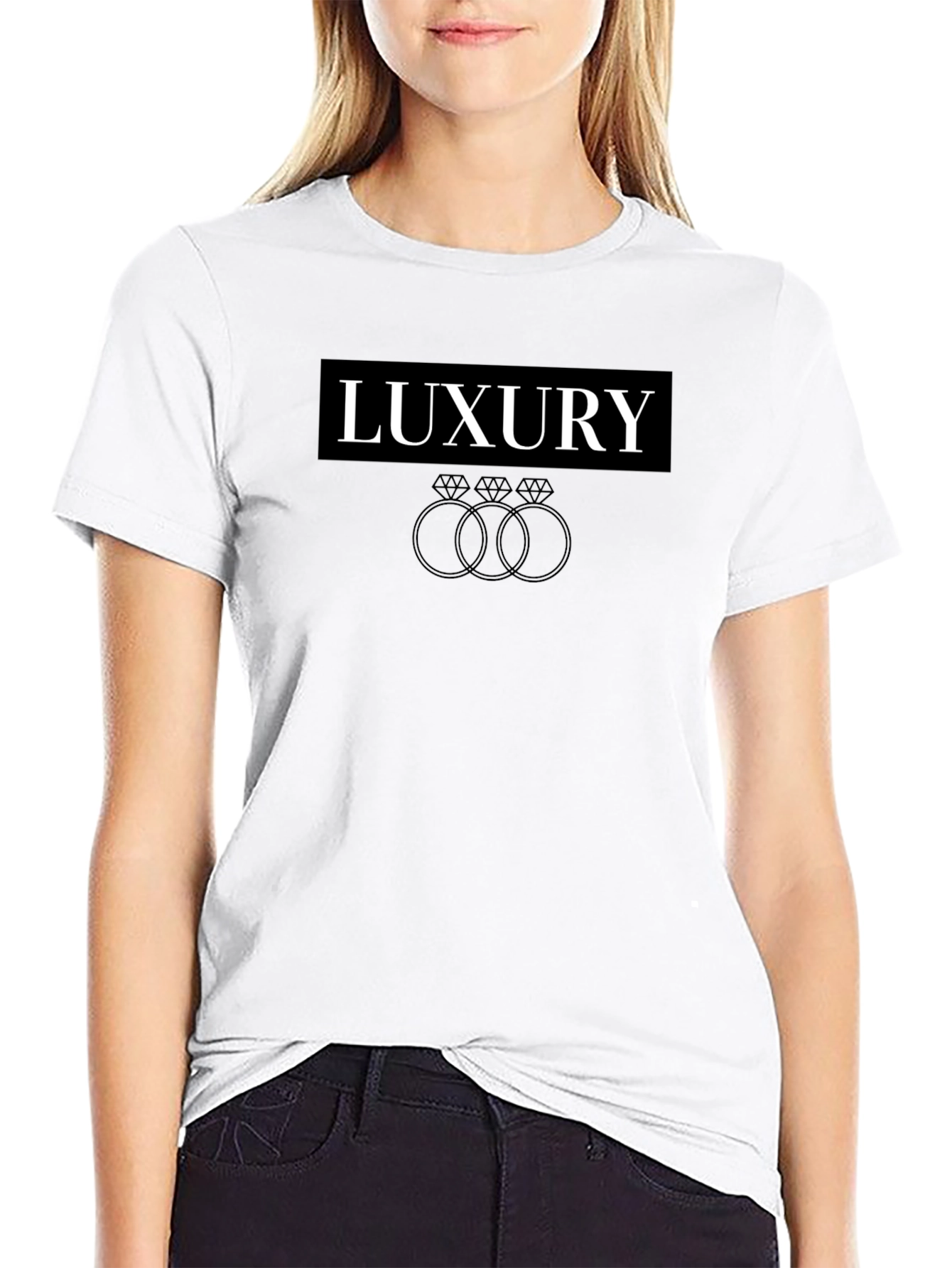Luxury Graphic Print Black T-Shirt