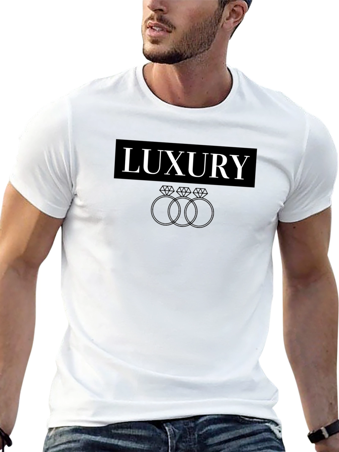 Luxury Graphic Print Black T-Shirt