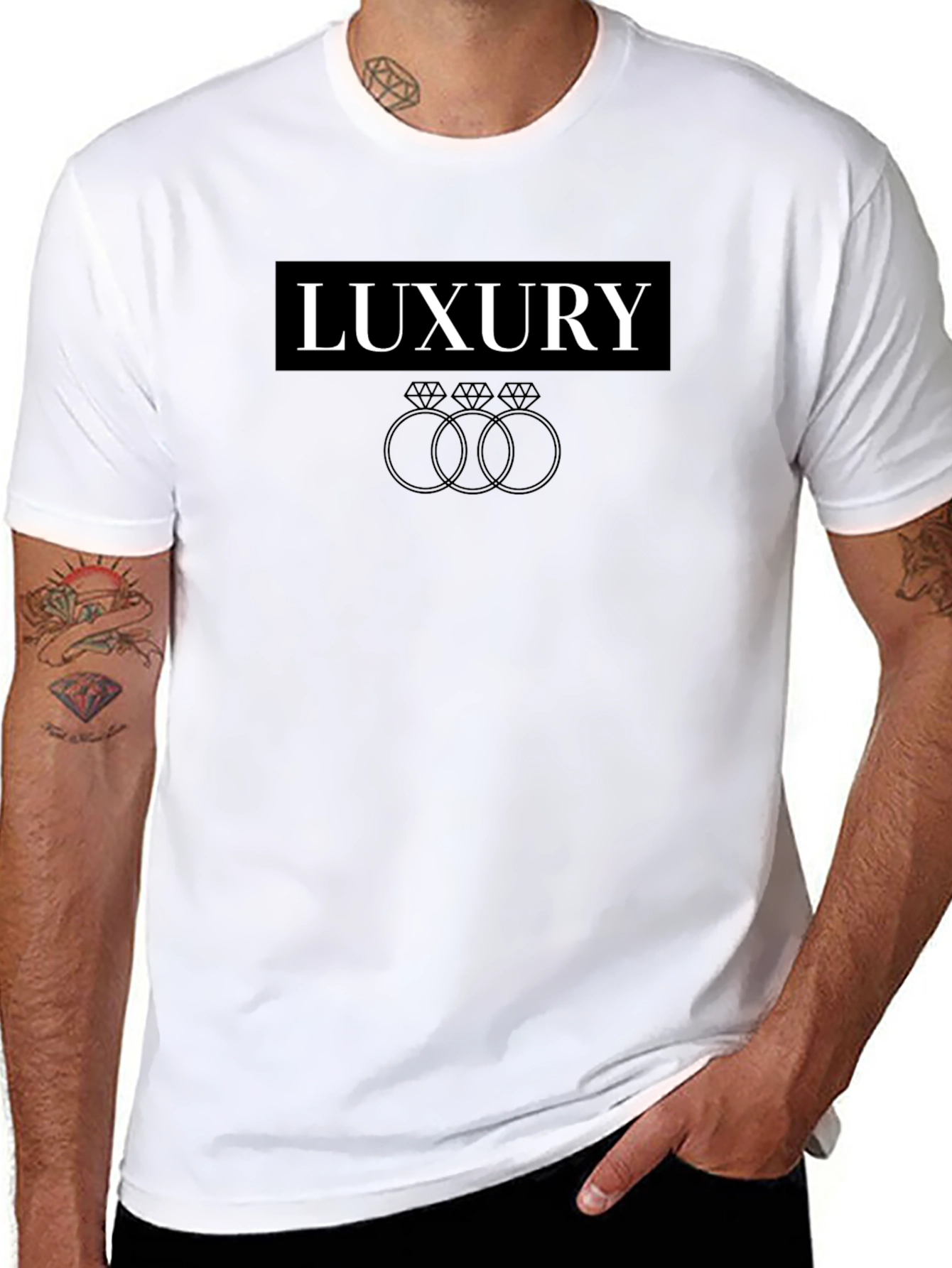 Luxury Graphic Print Black T-Shirt
