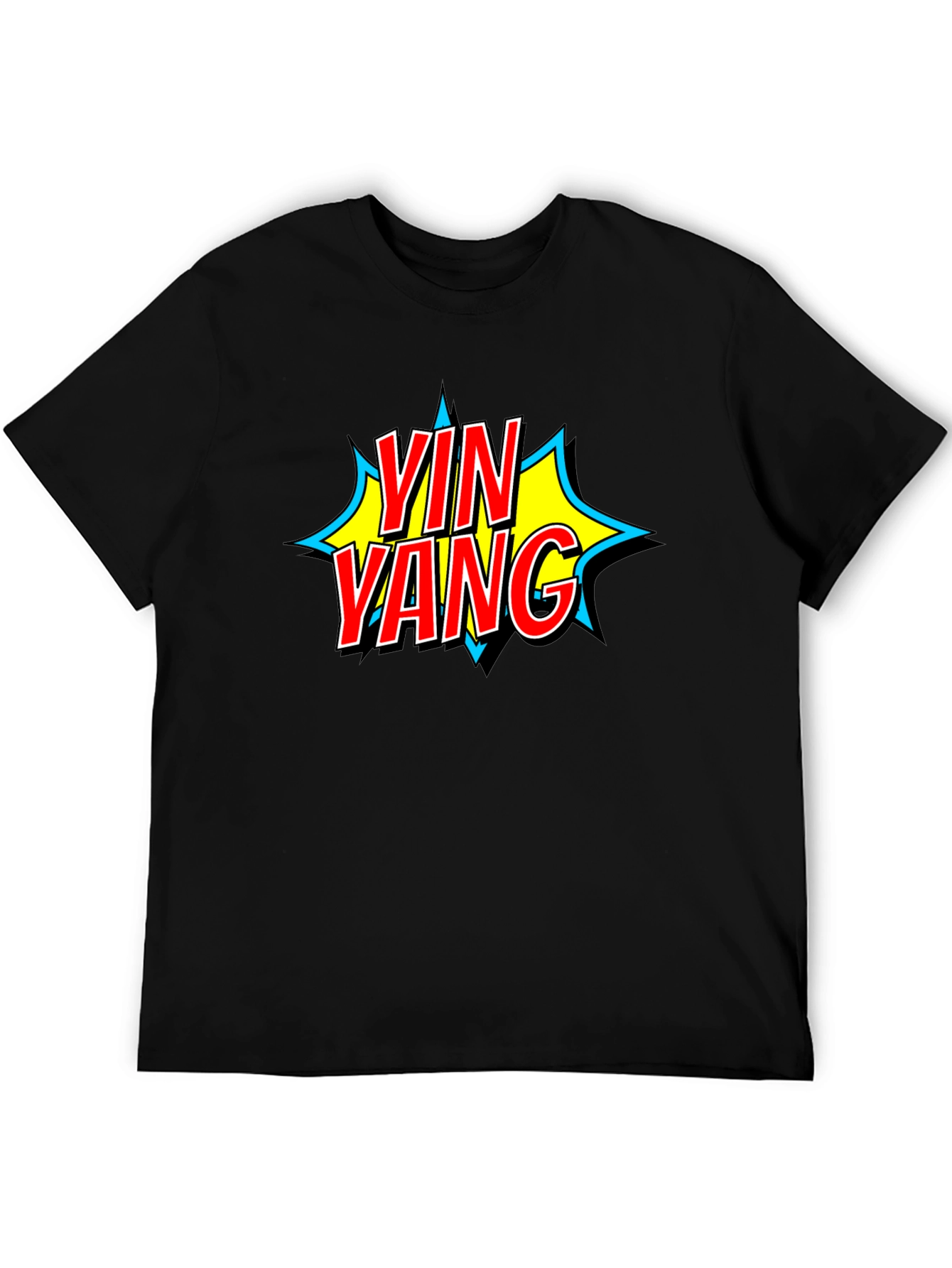 Yin Yang Comic Style Black T-Shirt