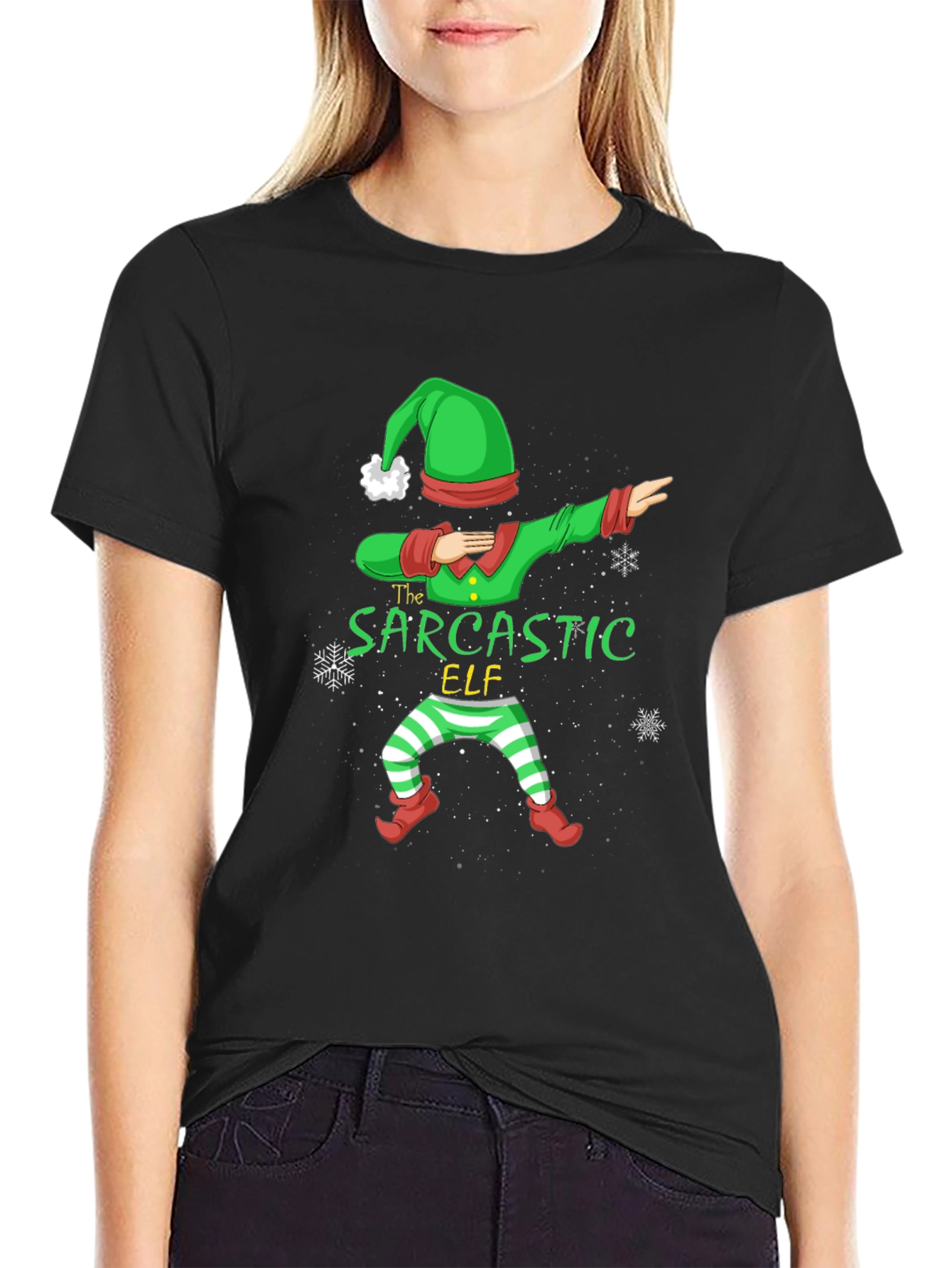 Sarcastic Elf Dabbing Christmas T-Shirt