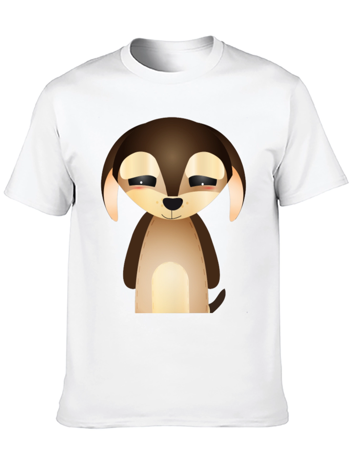 Cute Cartoon Puppy Dog Graphic Tee - Black