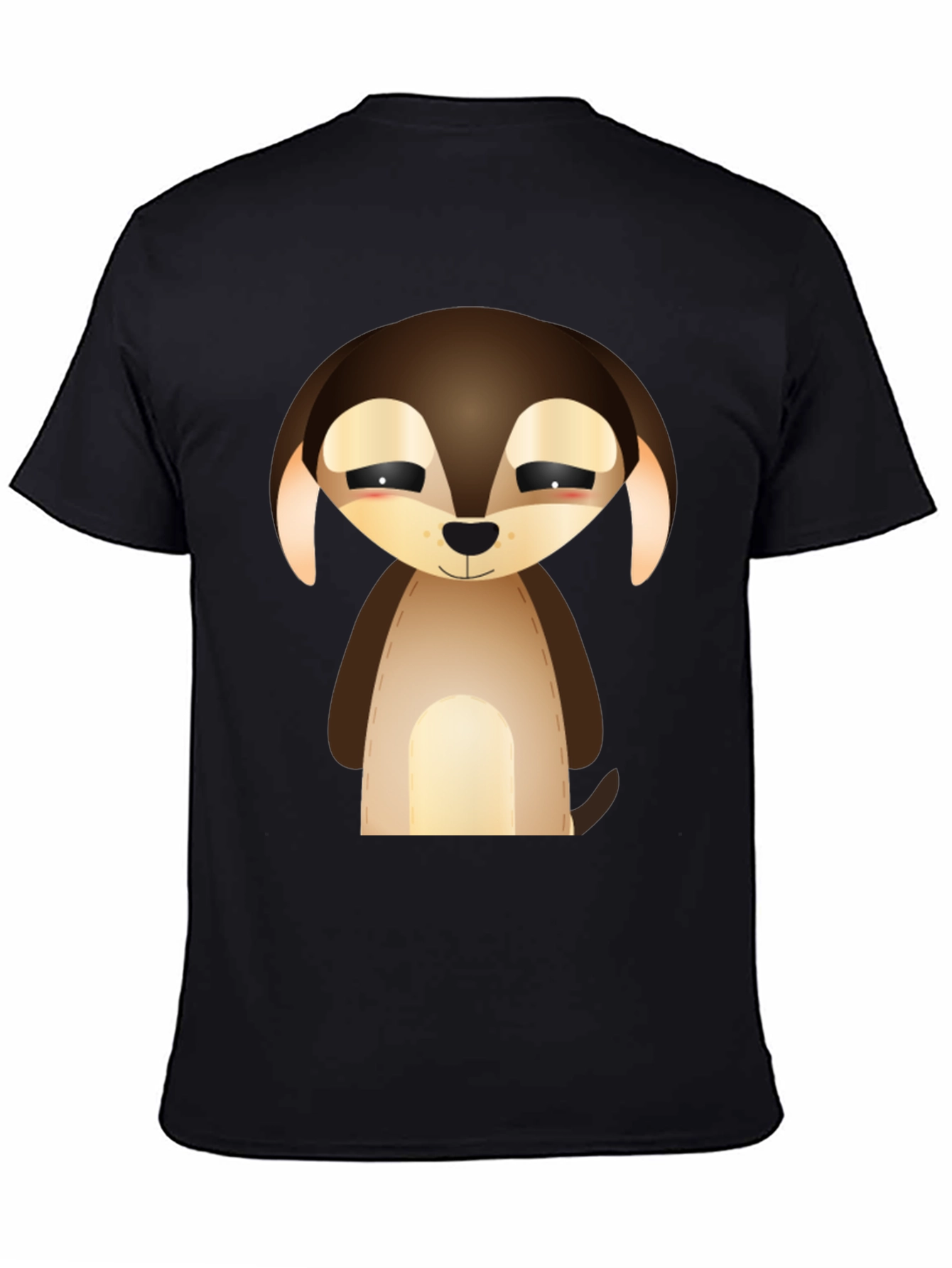 Cute Cartoon Puppy Dog Graphic Tee - Black