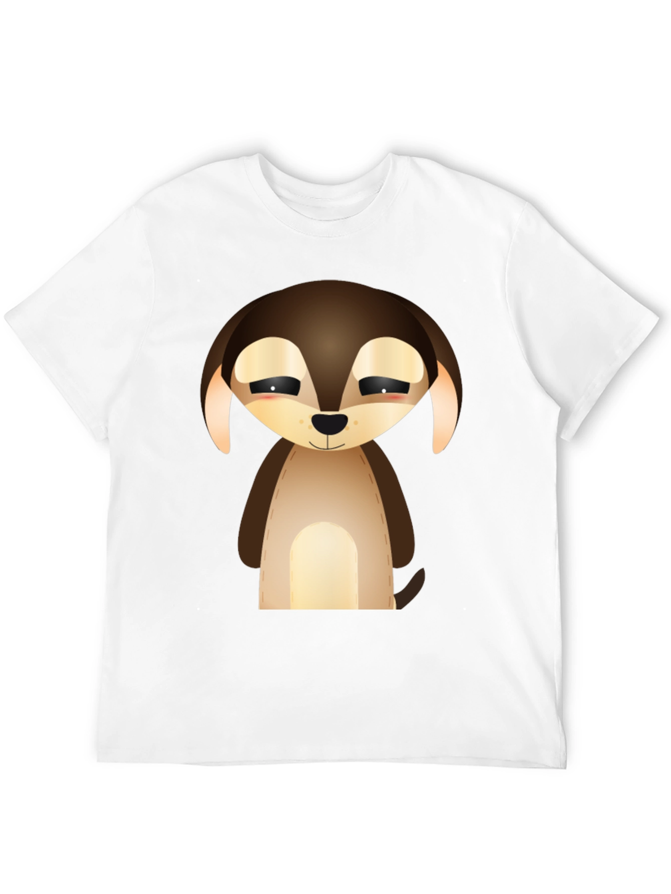 Cute Cartoon Puppy Dog Graphic Tee - Black