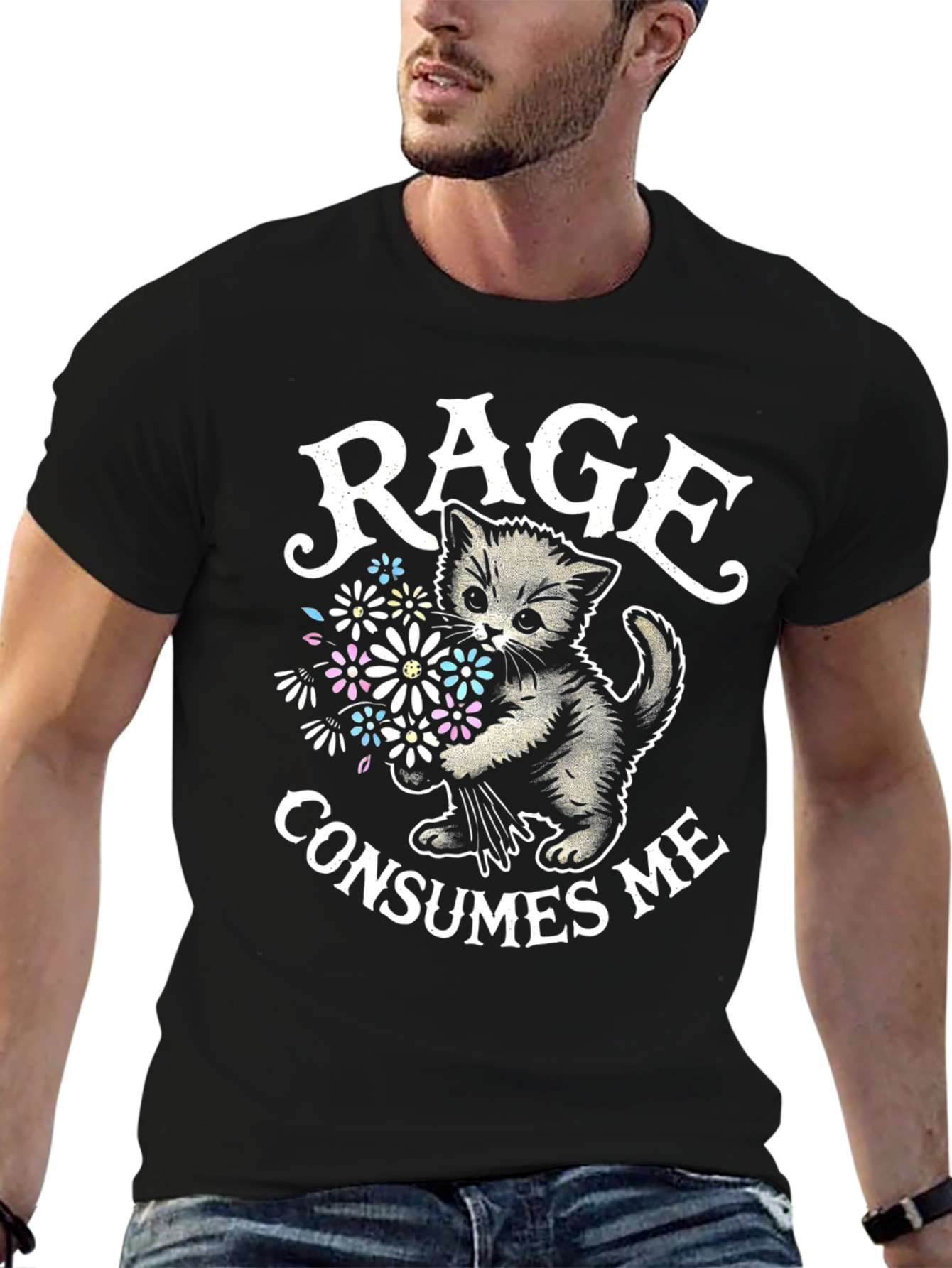 Rage Consumes Me Cat Graphic T-Shirt