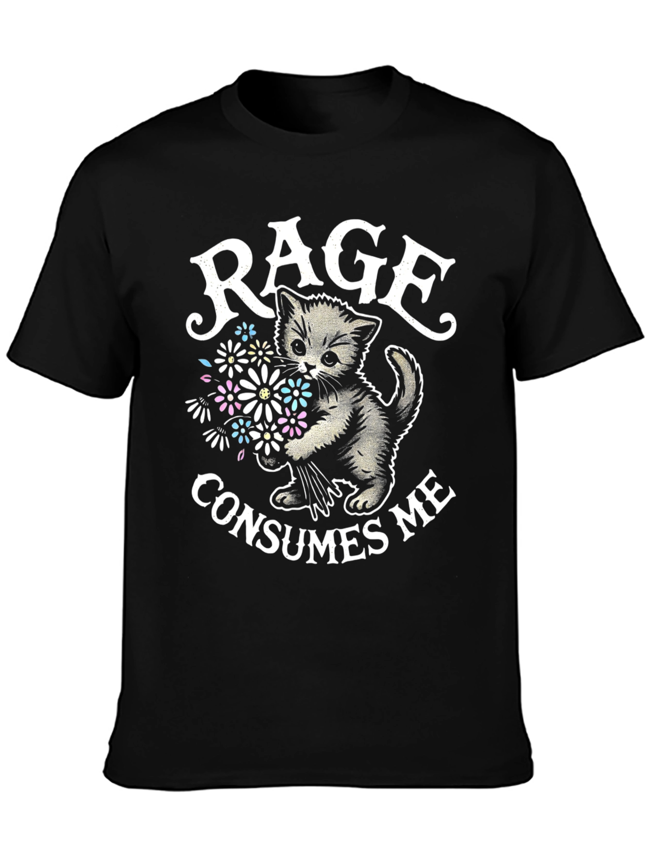 Rage Consumes Me Cat Graphic T-Shirt