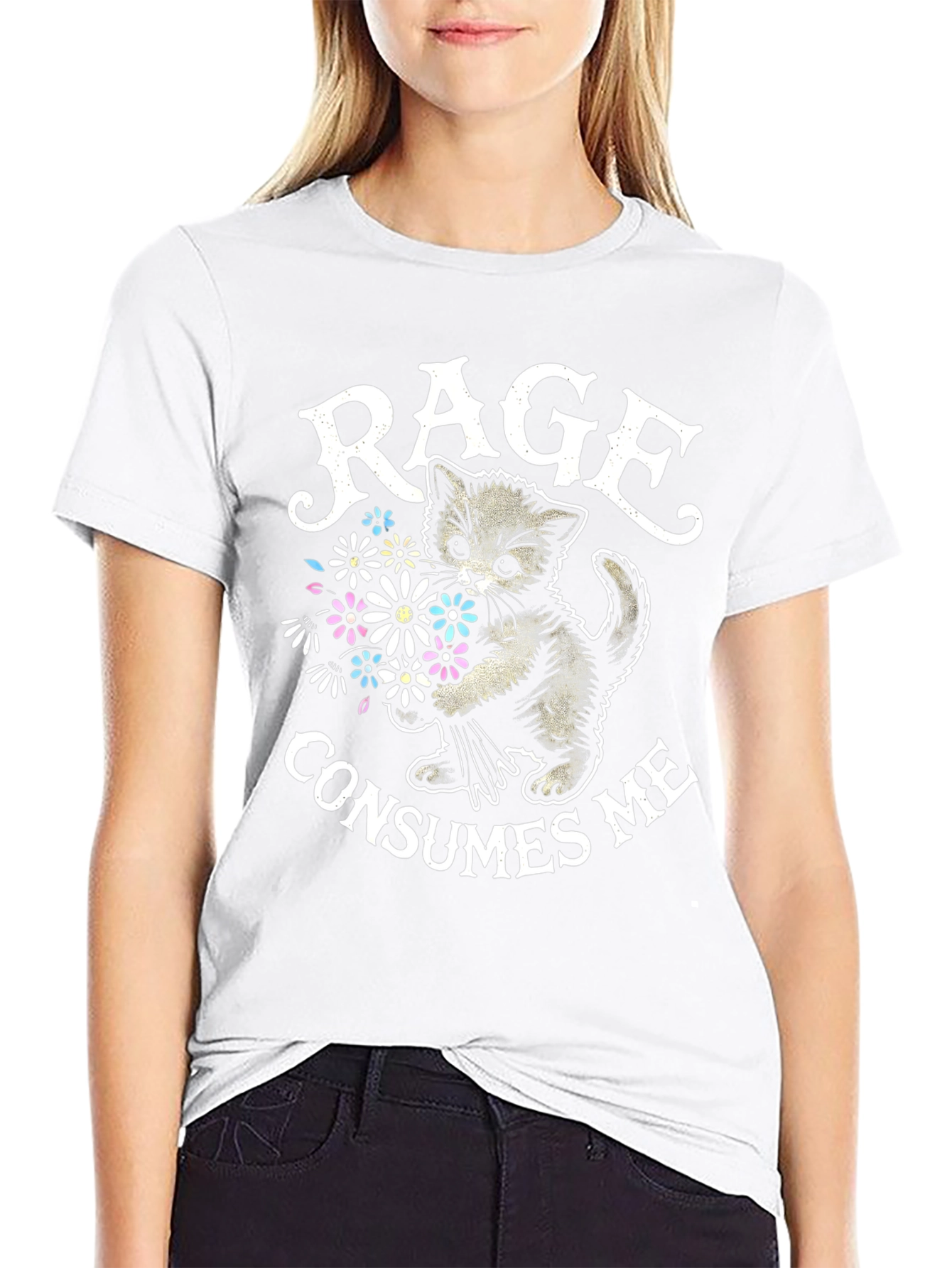 Rage Consumes Me Cat Graphic T-Shirt