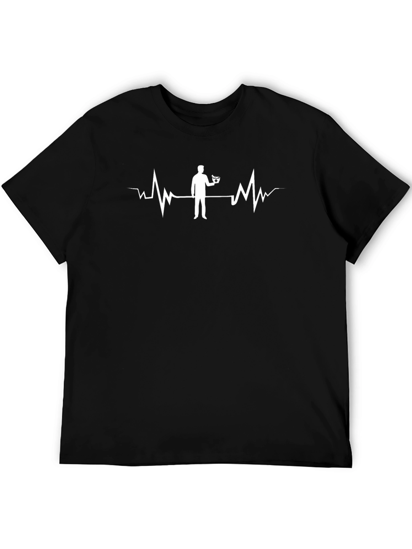 Bartender Heartbeat T-Shirt - Black Crew Neck