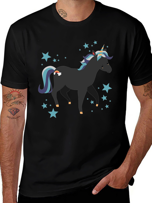 Black Unicorn Star Tee - Magical & Stylish