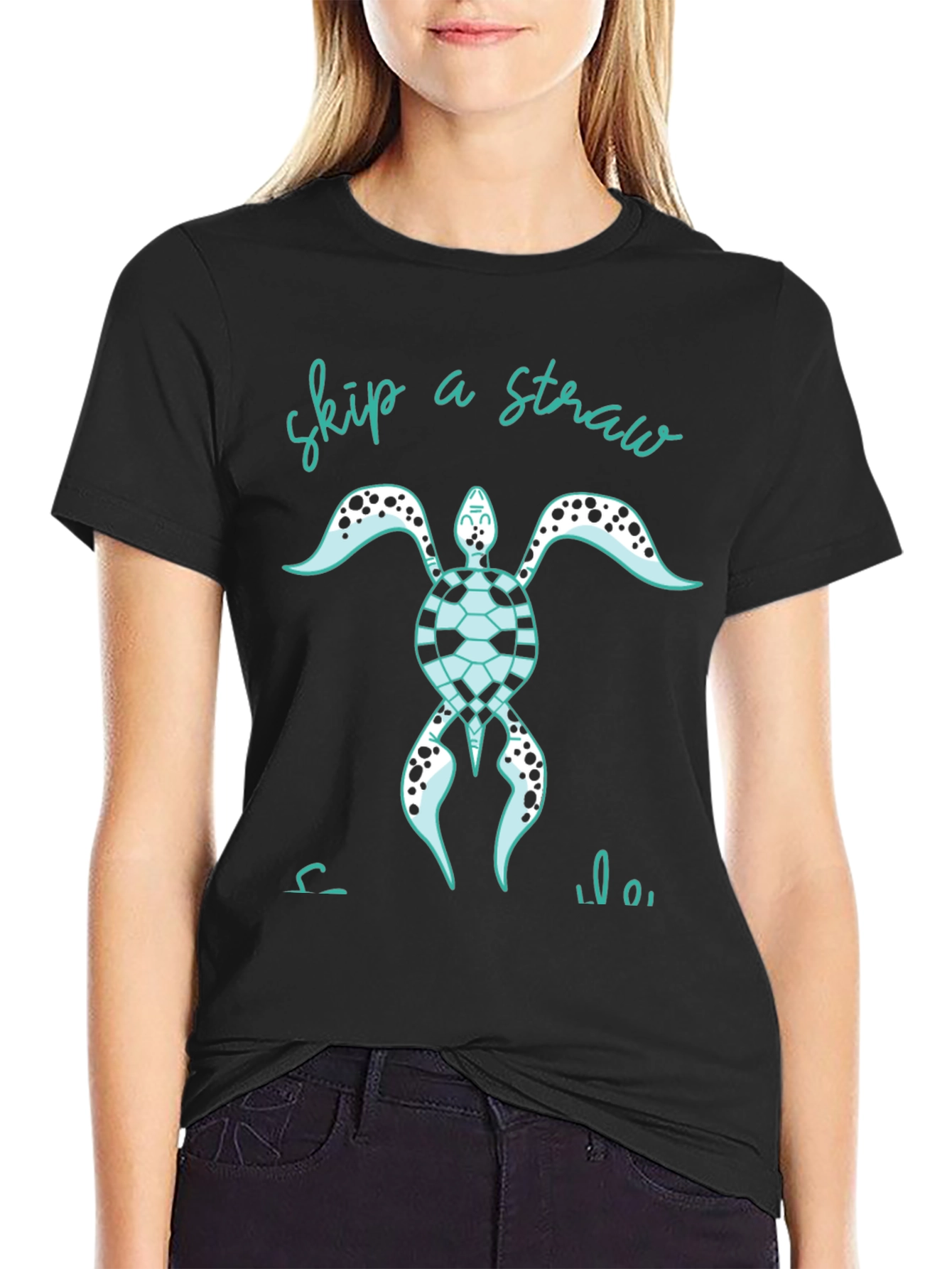 Skip A Straw Turtle Graphic Tee - Eco Friendly