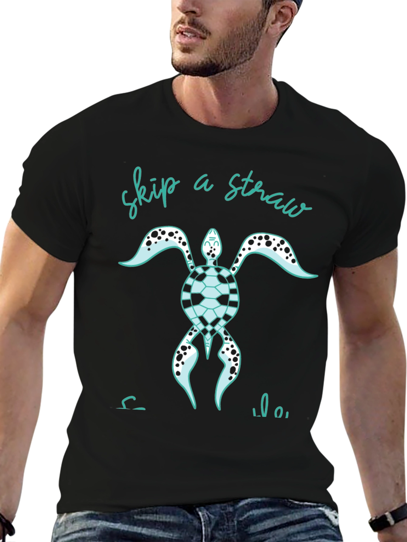Skip A Straw Turtle Graphic Tee - Eco Friendly