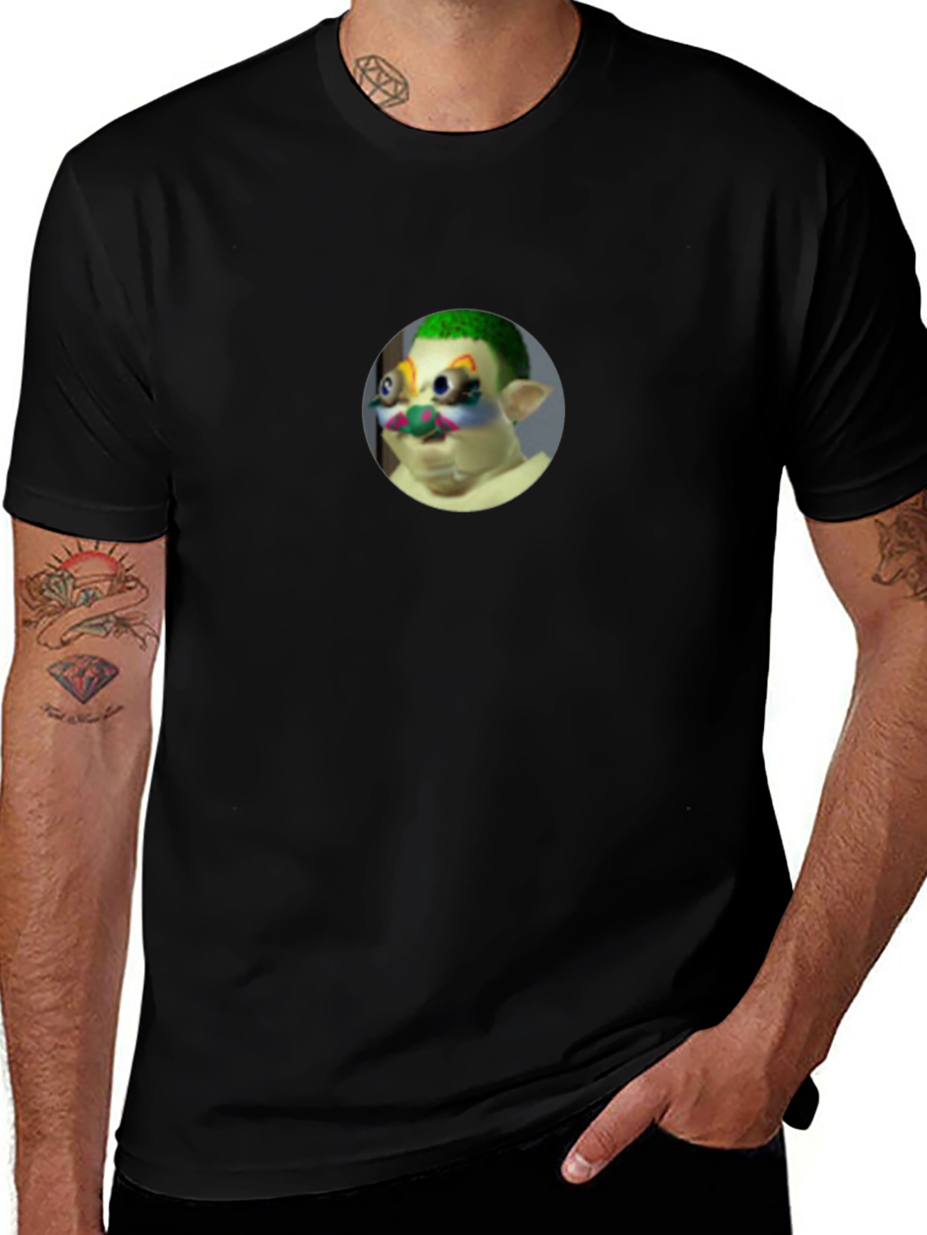 Clown Face Graphic Black T-Shirt - Unique Design
