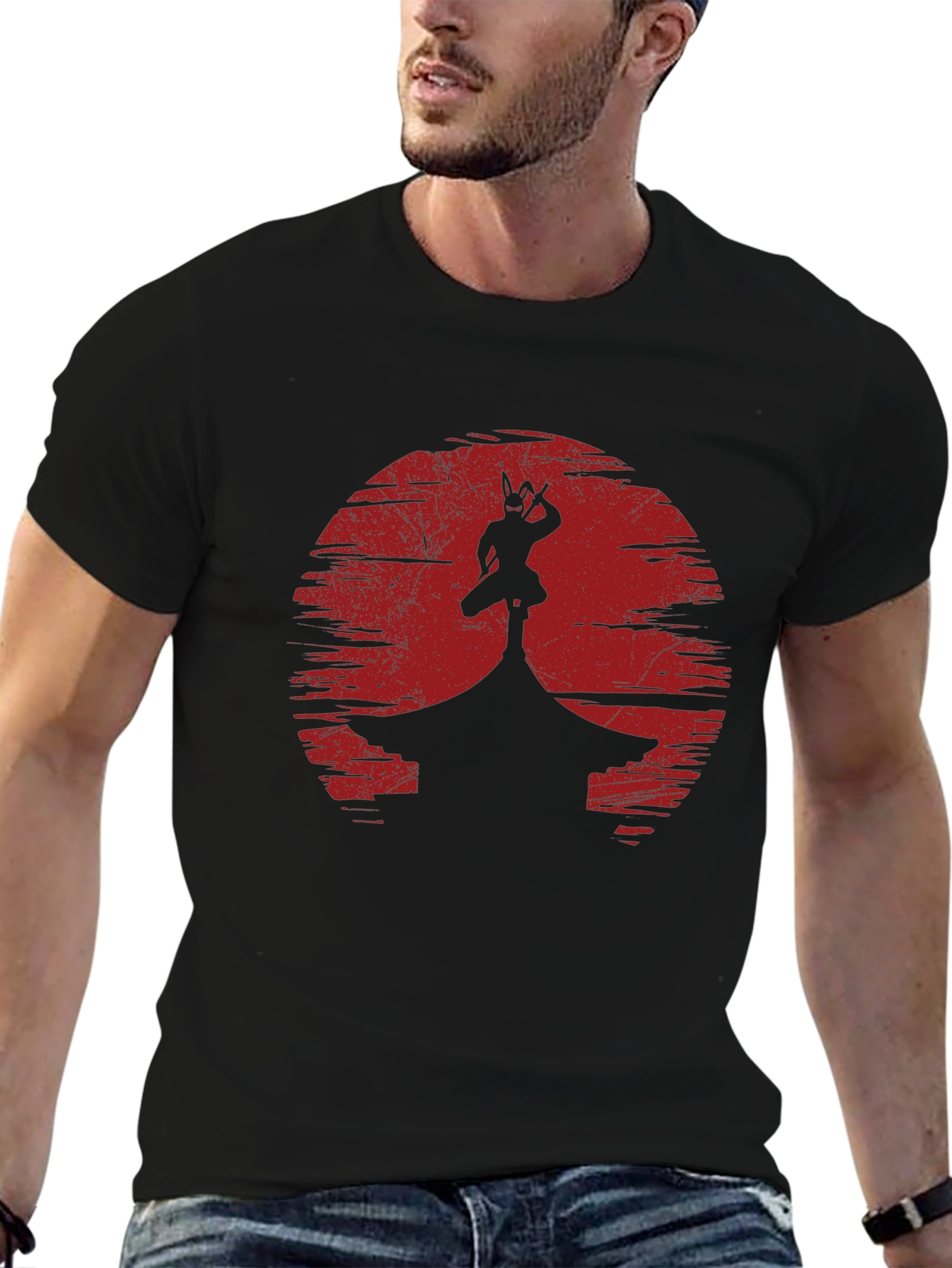 Ninja Silhouette Graphic Tee - Mens Black T-Shirt