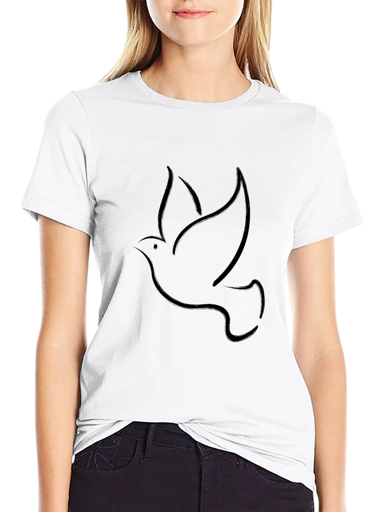 Minimalist Dove Graphic Black T-Shirt