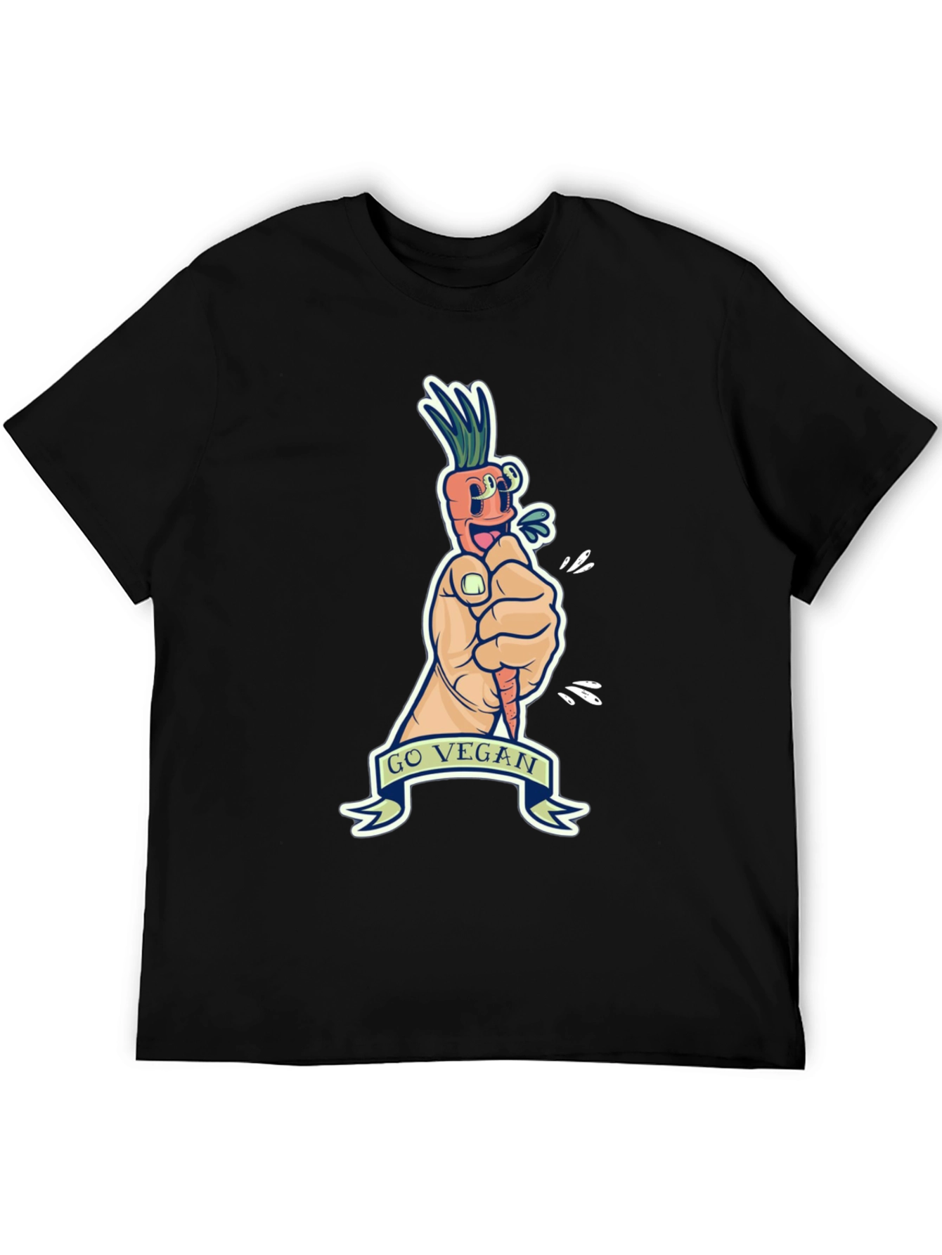 Go Vegan Carrot Graphic Tee - Black Cotton T-Shirt