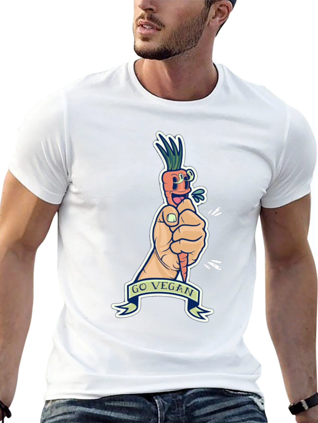 Go Vegan Carrot Graphic Tee - Black Cotton T-Shirt