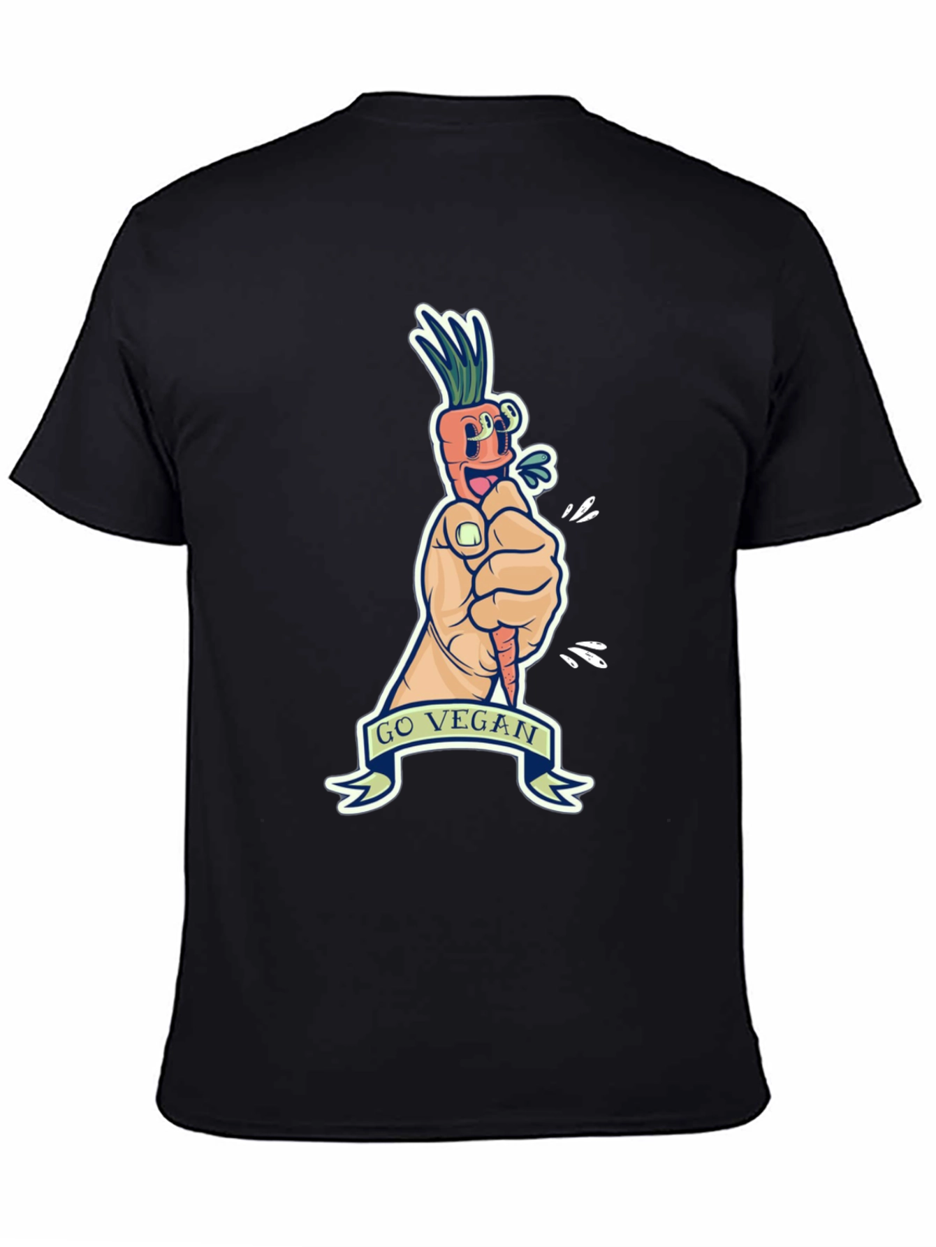 Go Vegan Carrot Graphic Tee - Black Cotton T-Shirt