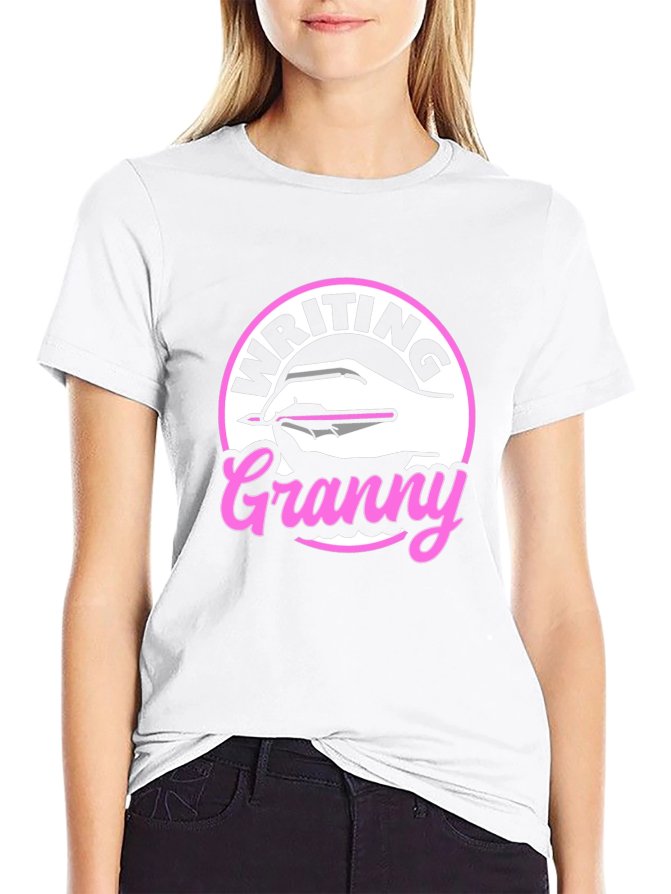 Writing Granny Graphic Tee - Black T-Shirt