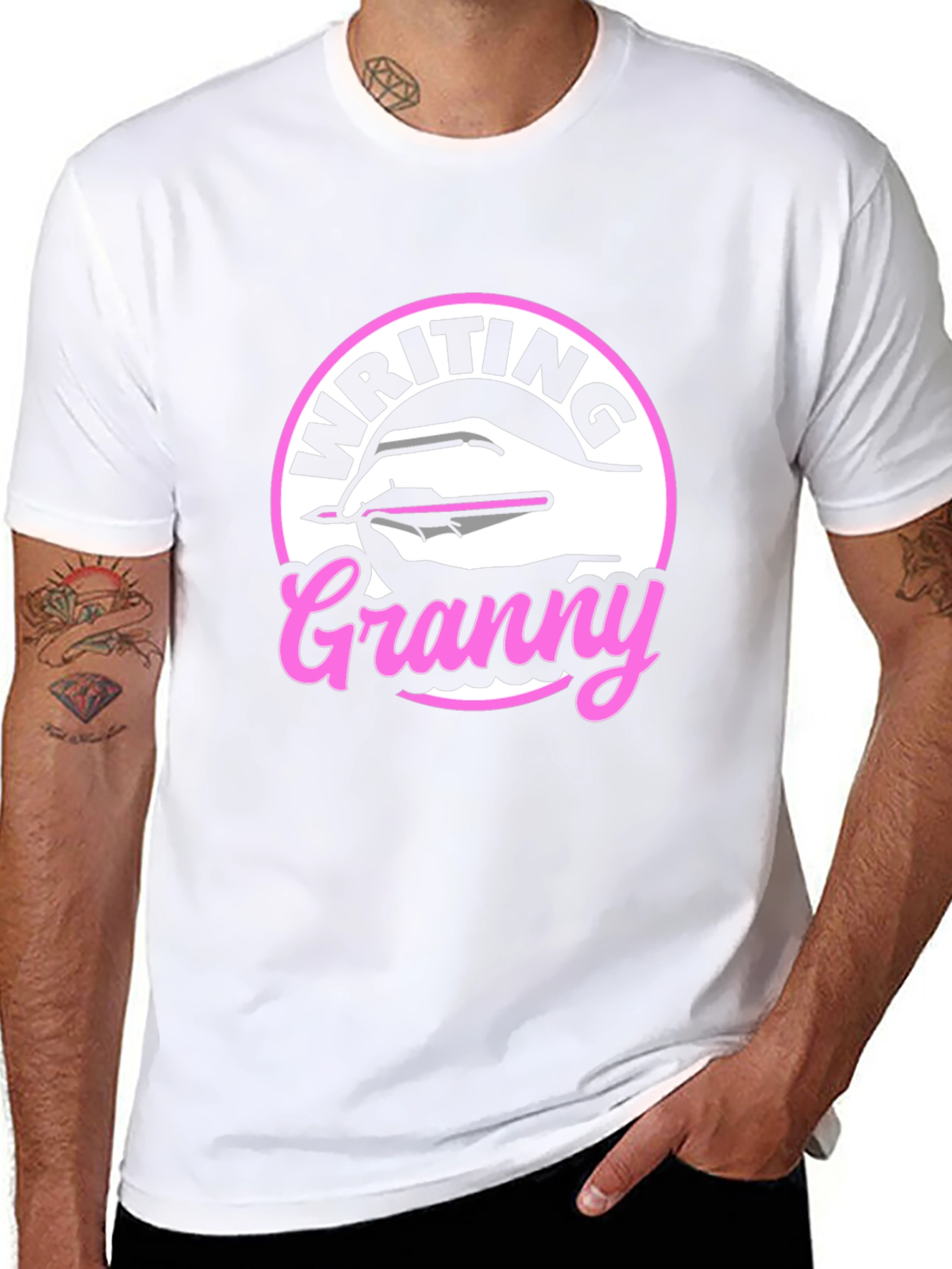 Writing Granny Graphic Tee - Black T-Shirt