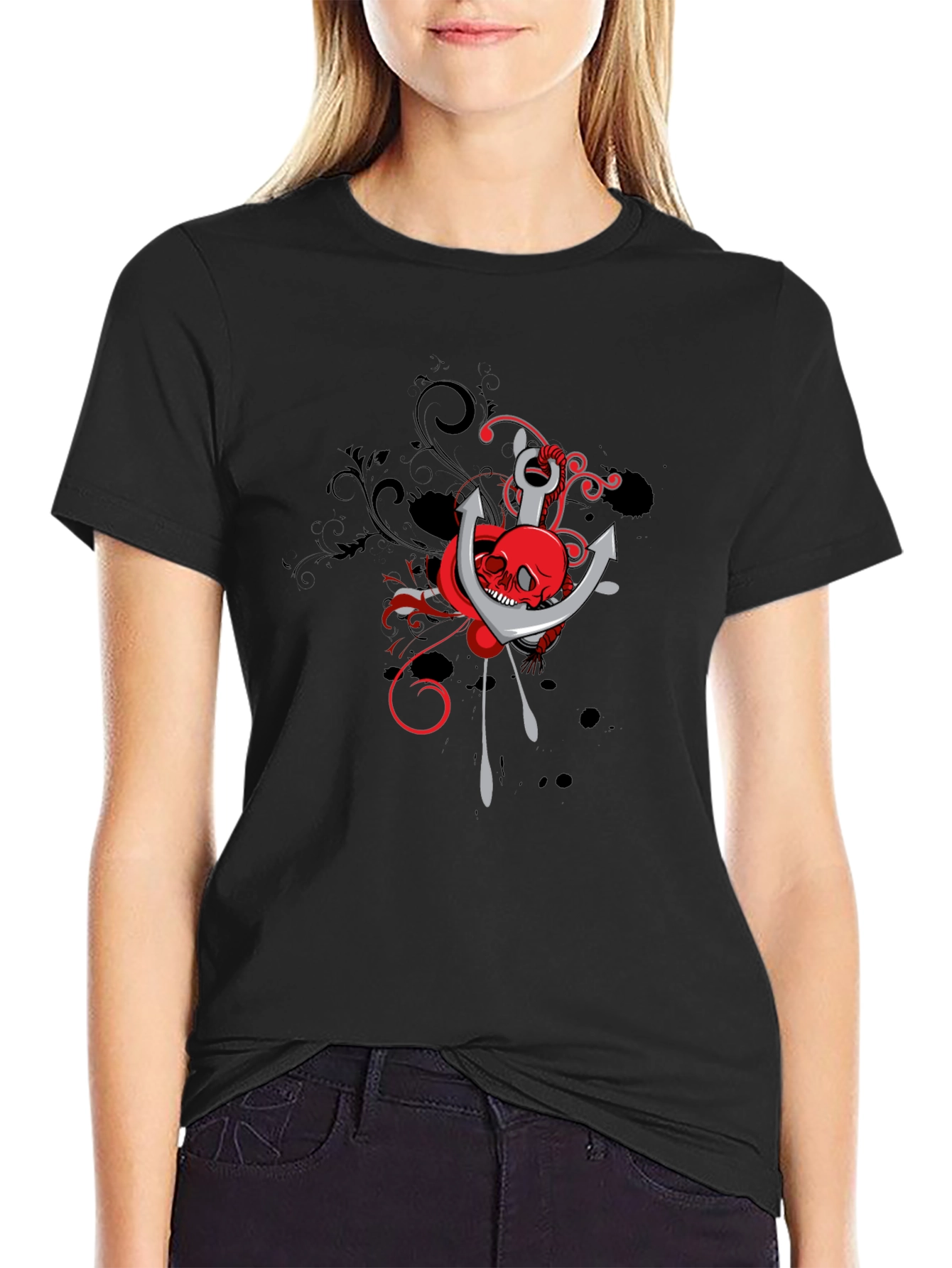 Skull & Anchor Graphic Tee - Black