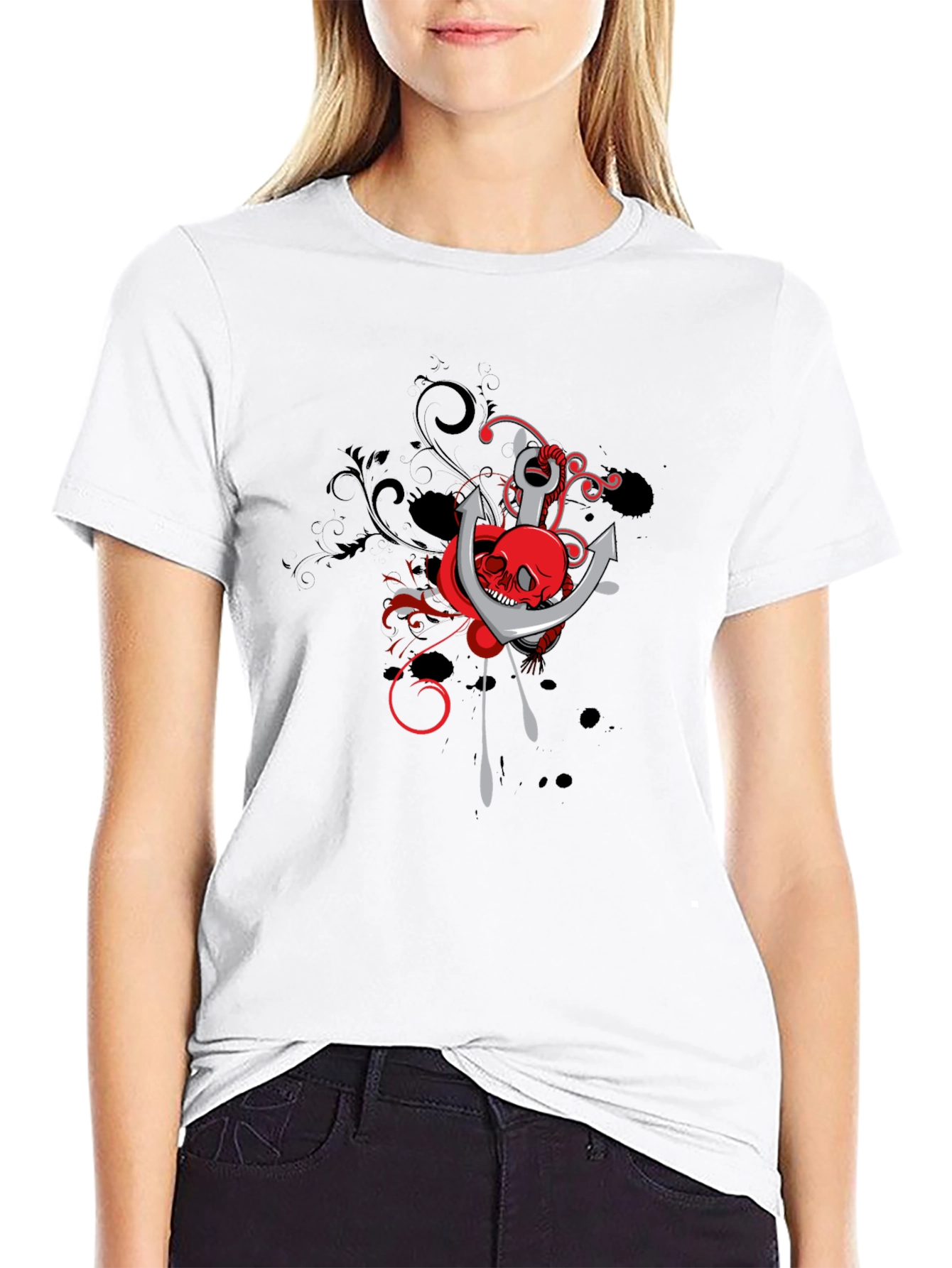 Skull & Anchor Graphic Tee - Black