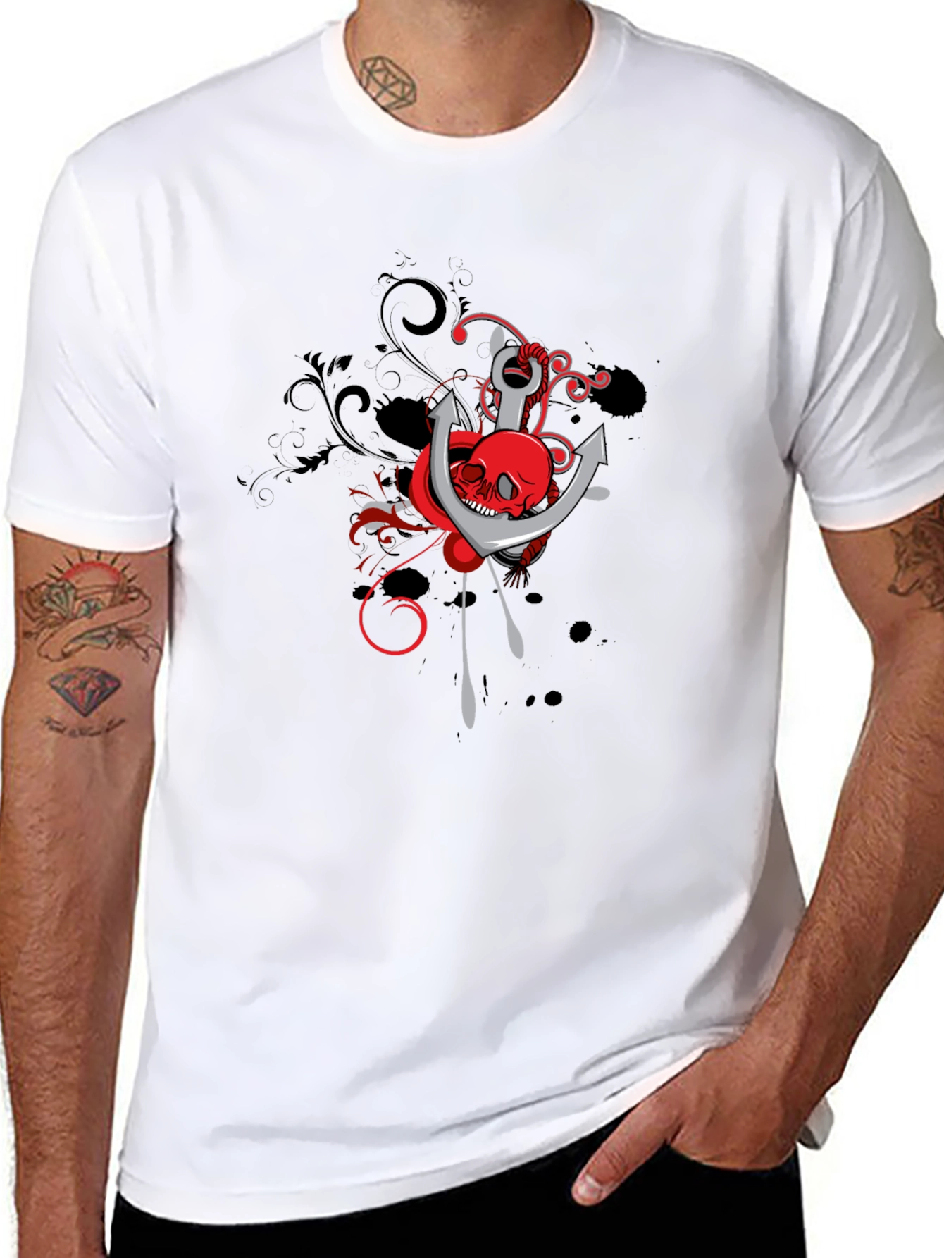Skull & Anchor Graphic Tee - Black
