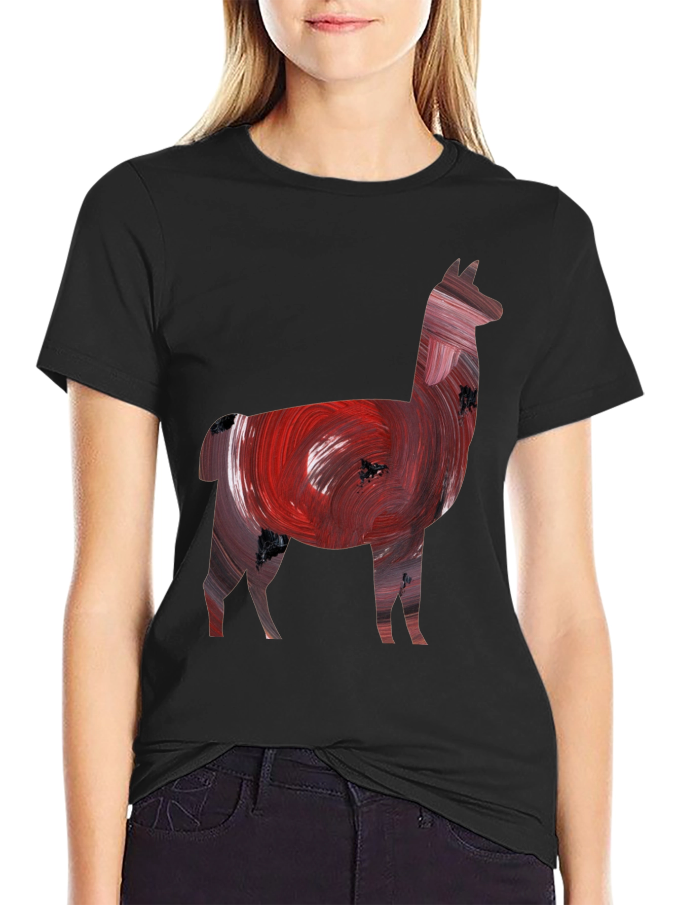 Llama Art Print Black Tee