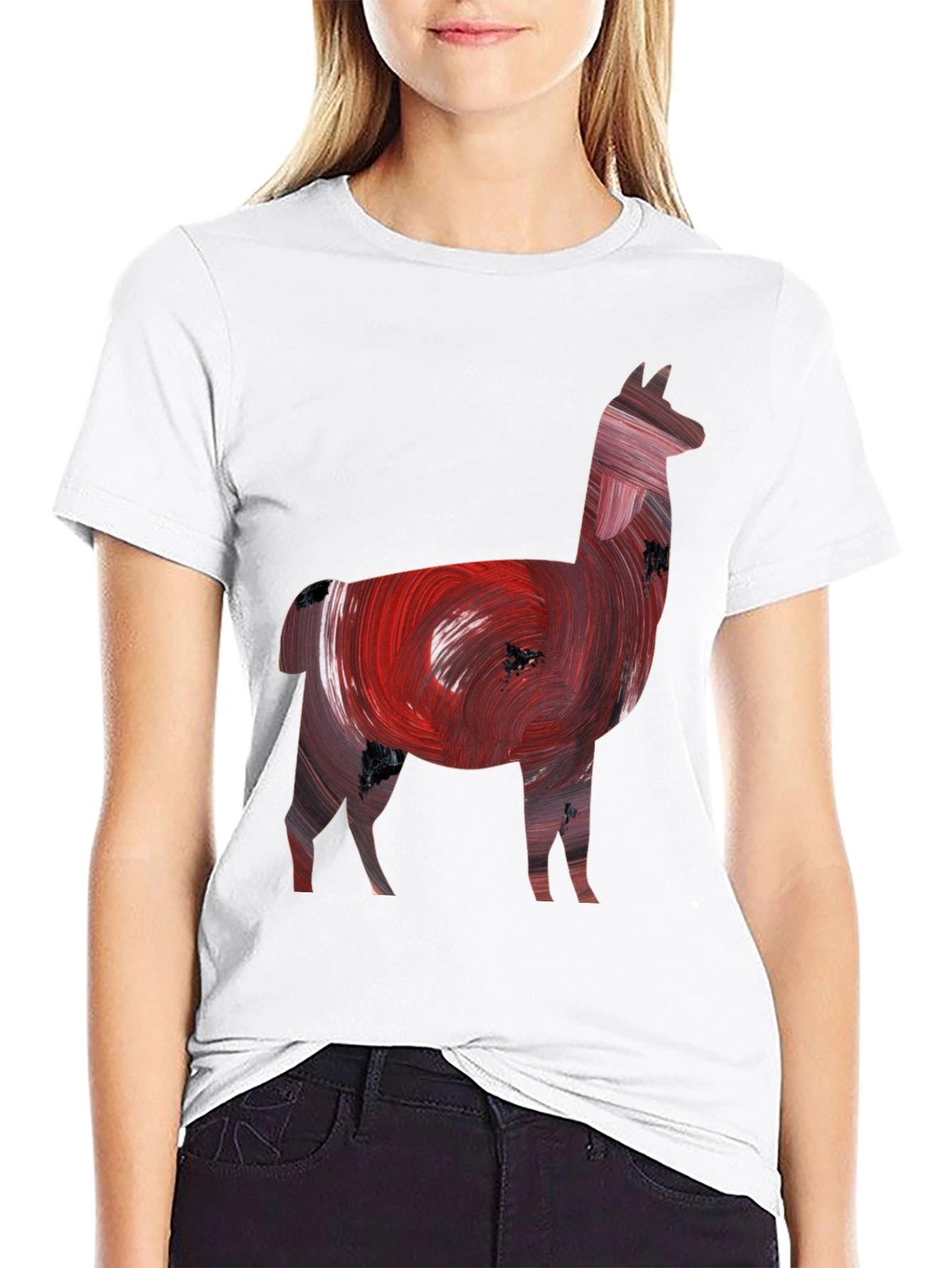 Llama Art Print Black Tee