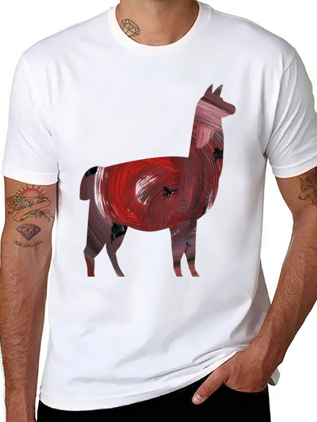 Llama Art Print Black Tee