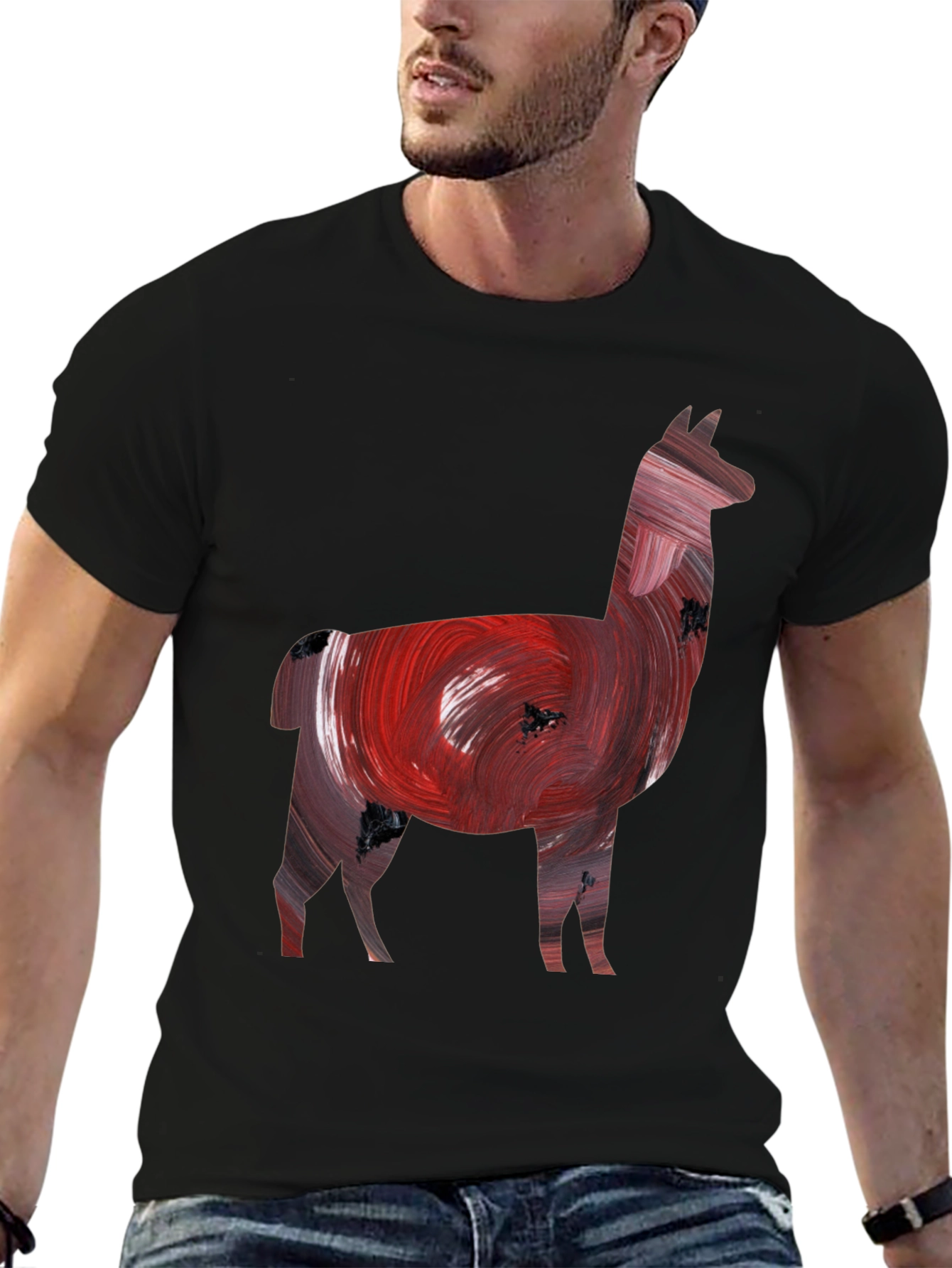 Llama Art Print Black Tee