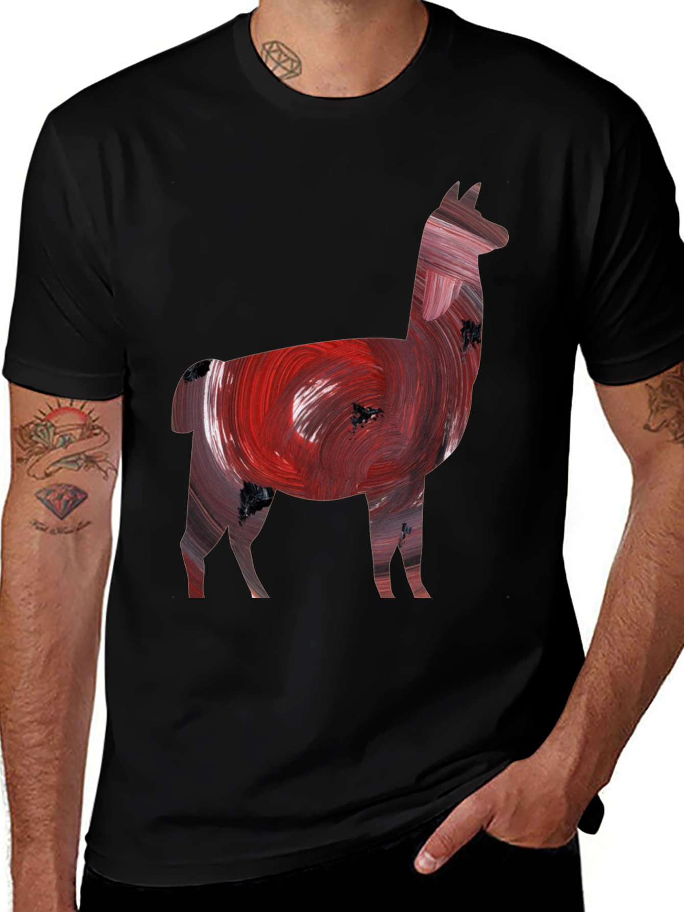 Llama Art Print Black Tee
