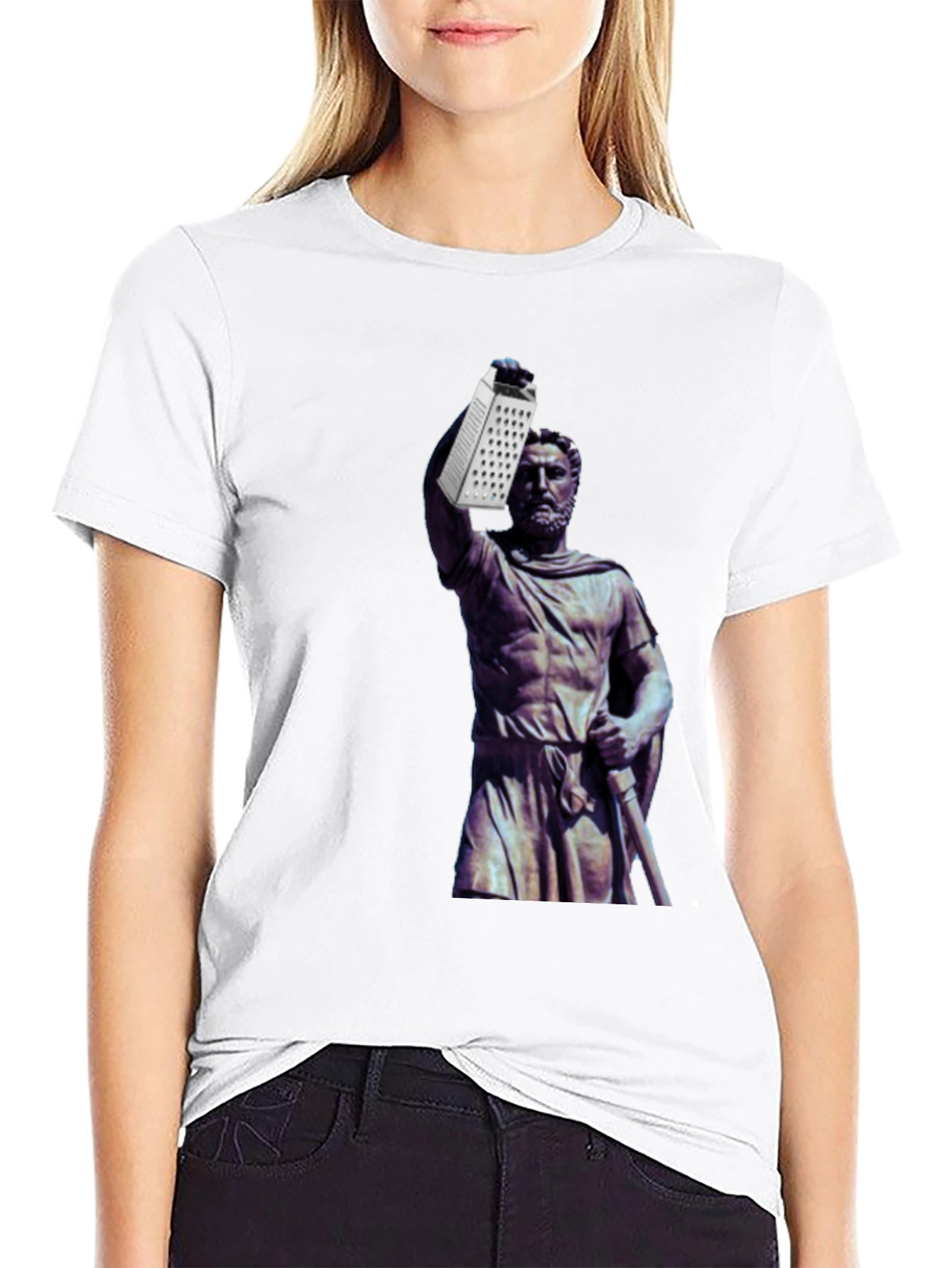 Grater Statue Graphic Tee - Funny Novelty Shirt