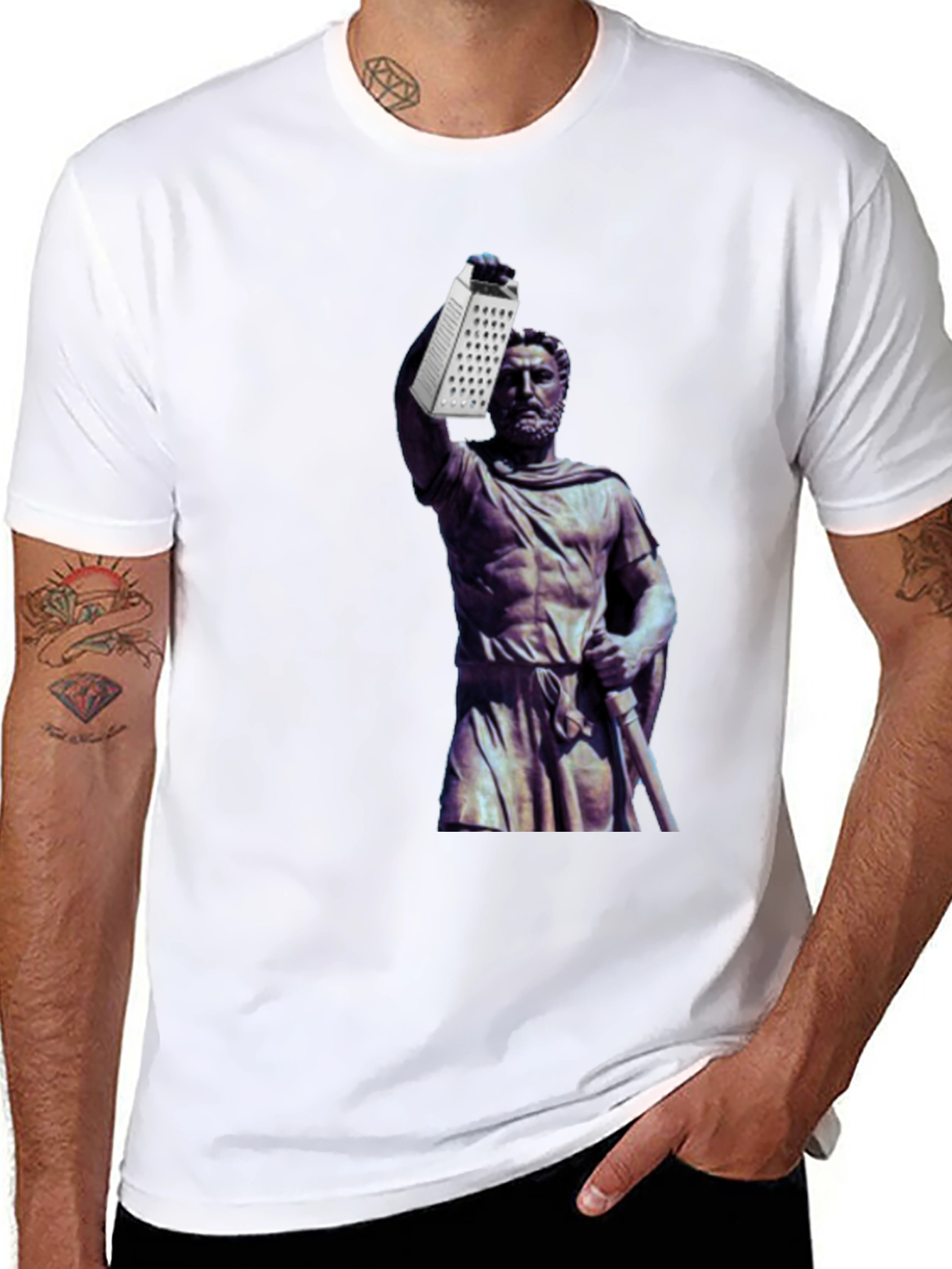 Grater Statue Graphic Tee - Funny Novelty Shirt