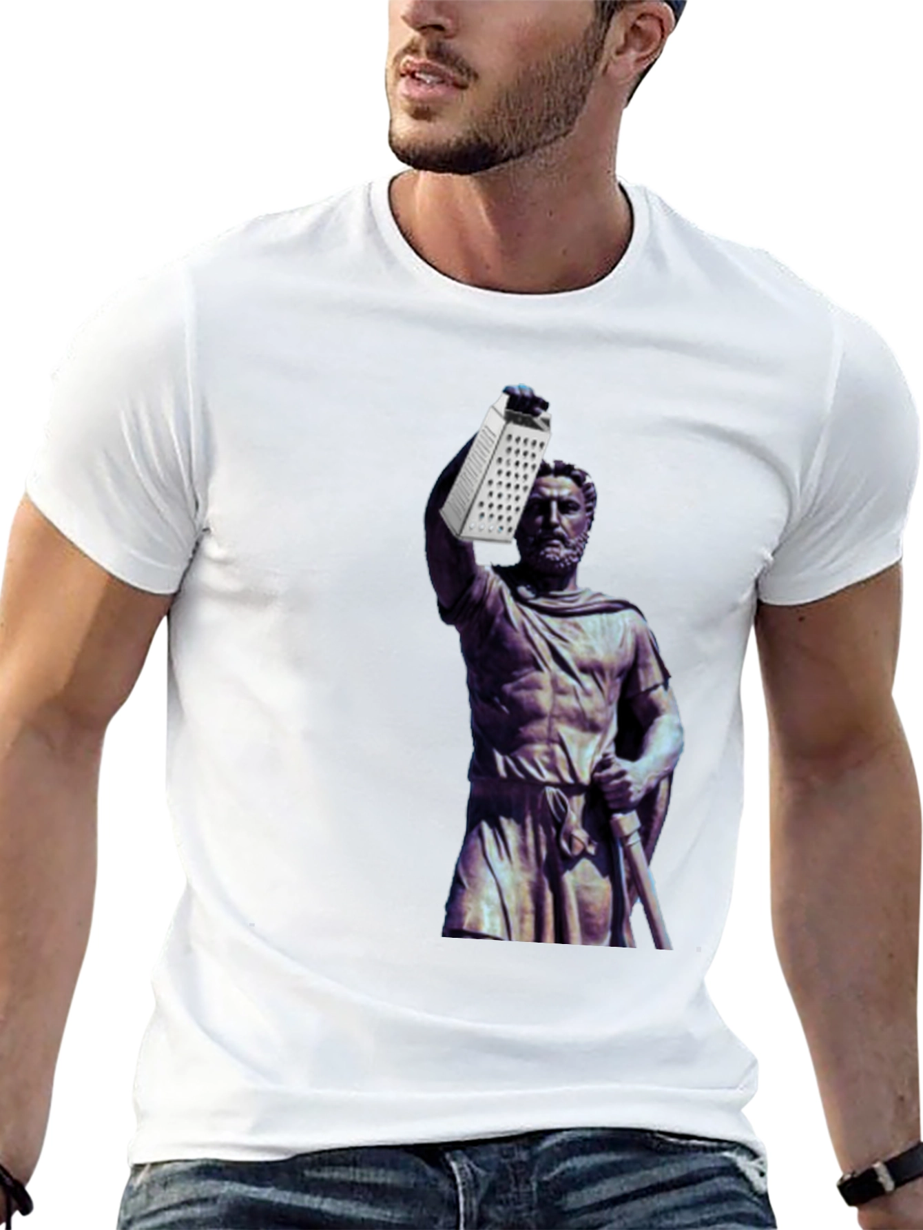 Grater Statue Graphic Tee - Funny Novelty Shirt