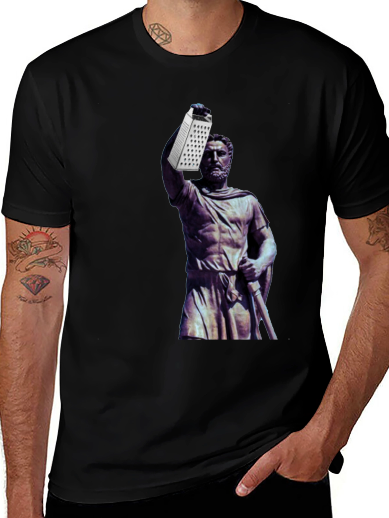 Grater Statue Graphic Tee - Funny Novelty Shirt