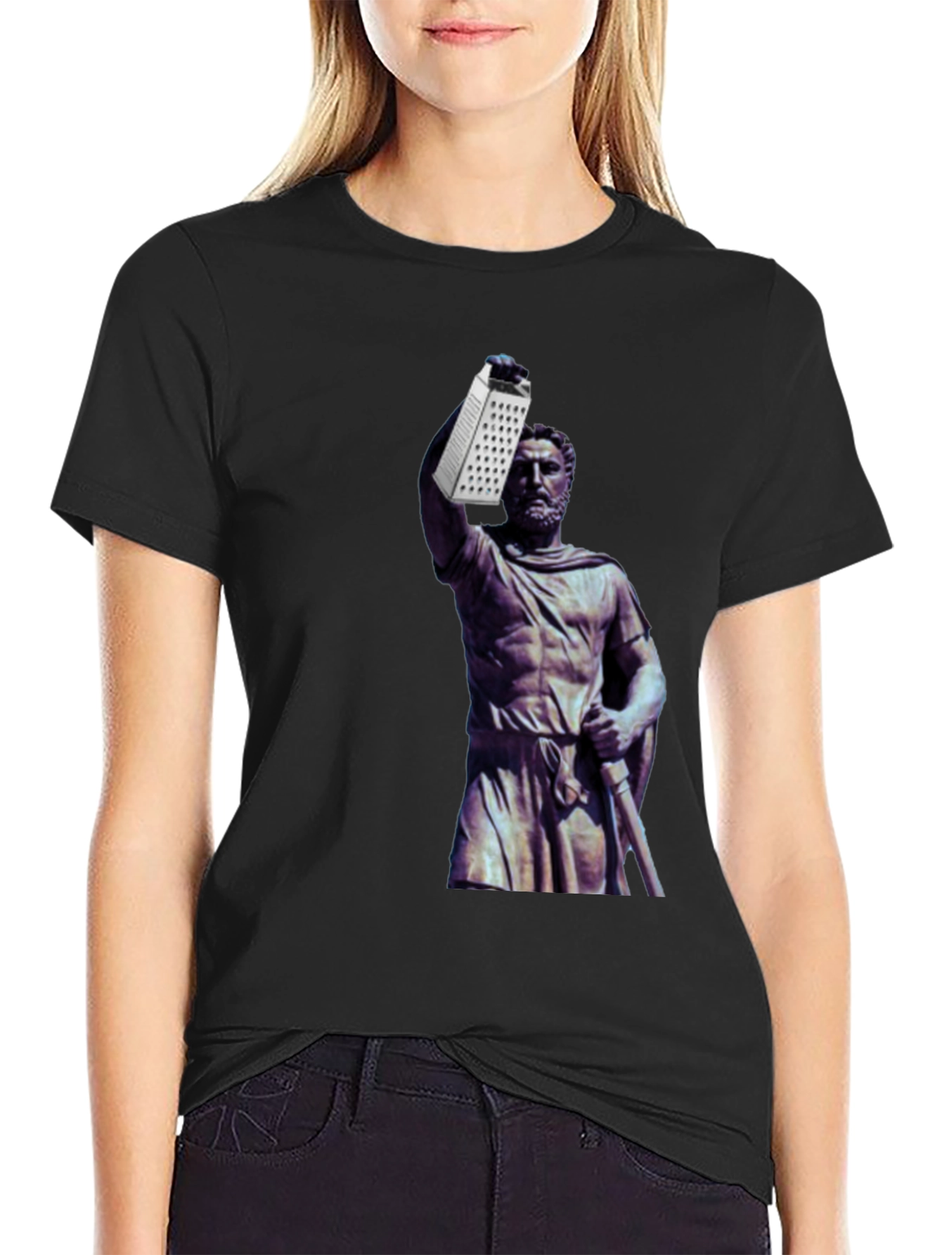 Grater Statue Graphic Tee - Funny Novelty Shirt