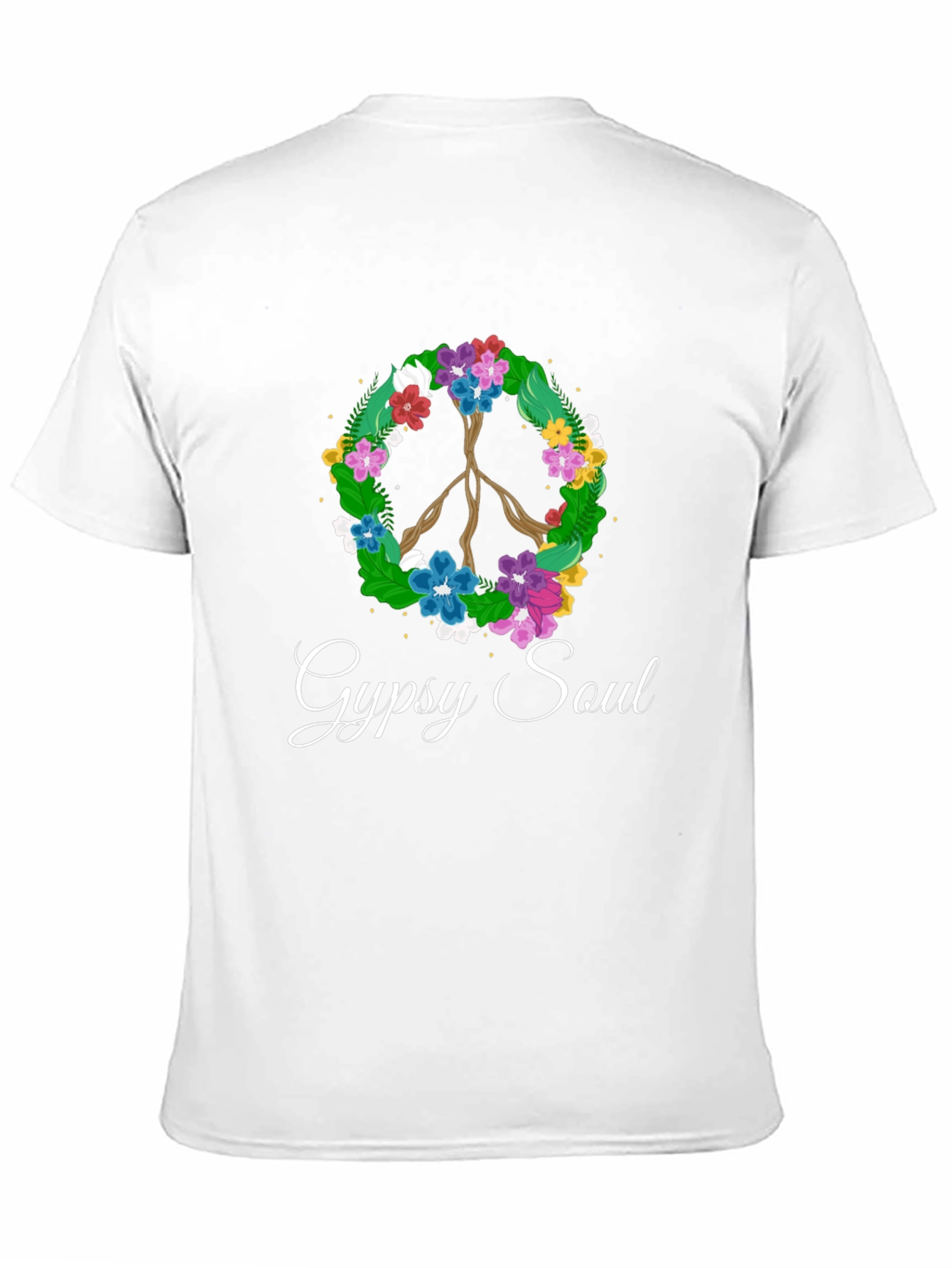 Gypsy Soul Floral Peace Sign Black T-Shirt