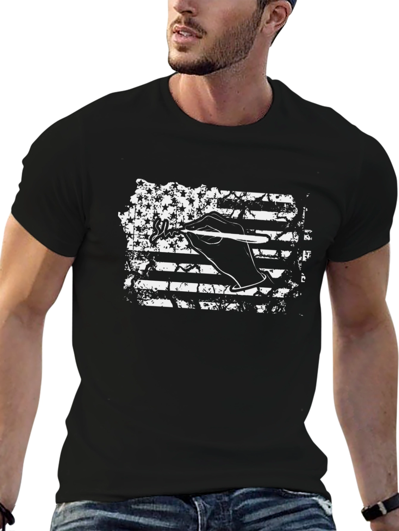 American Flag Hand Art T-Shirt