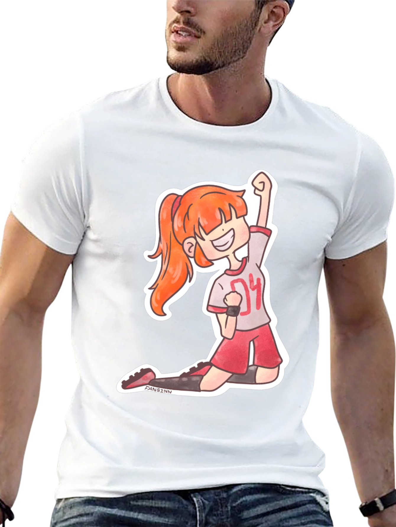 Cartoon Athlete Graphic Tee - Black