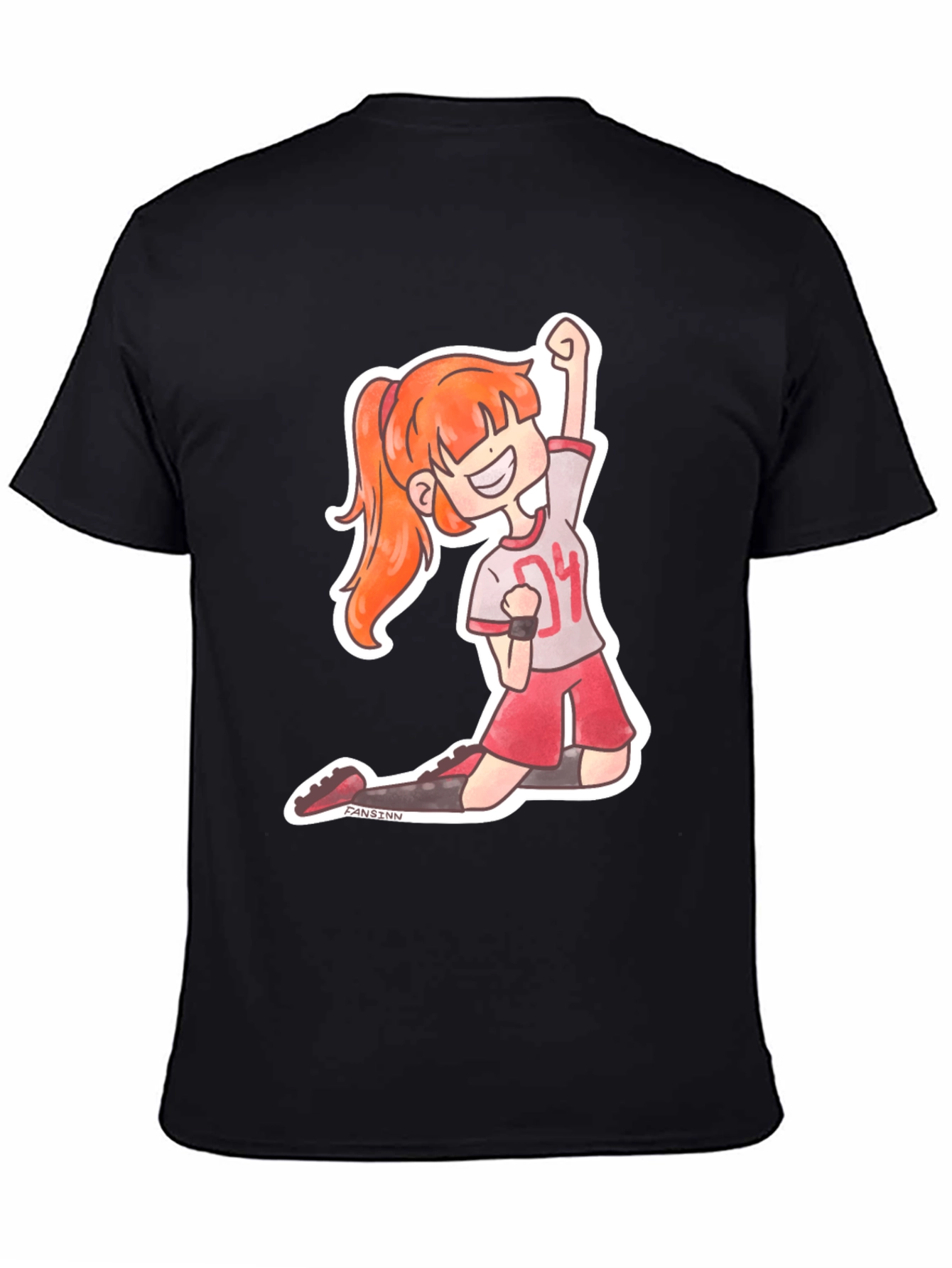 Cartoon Athlete Graphic Tee - Black