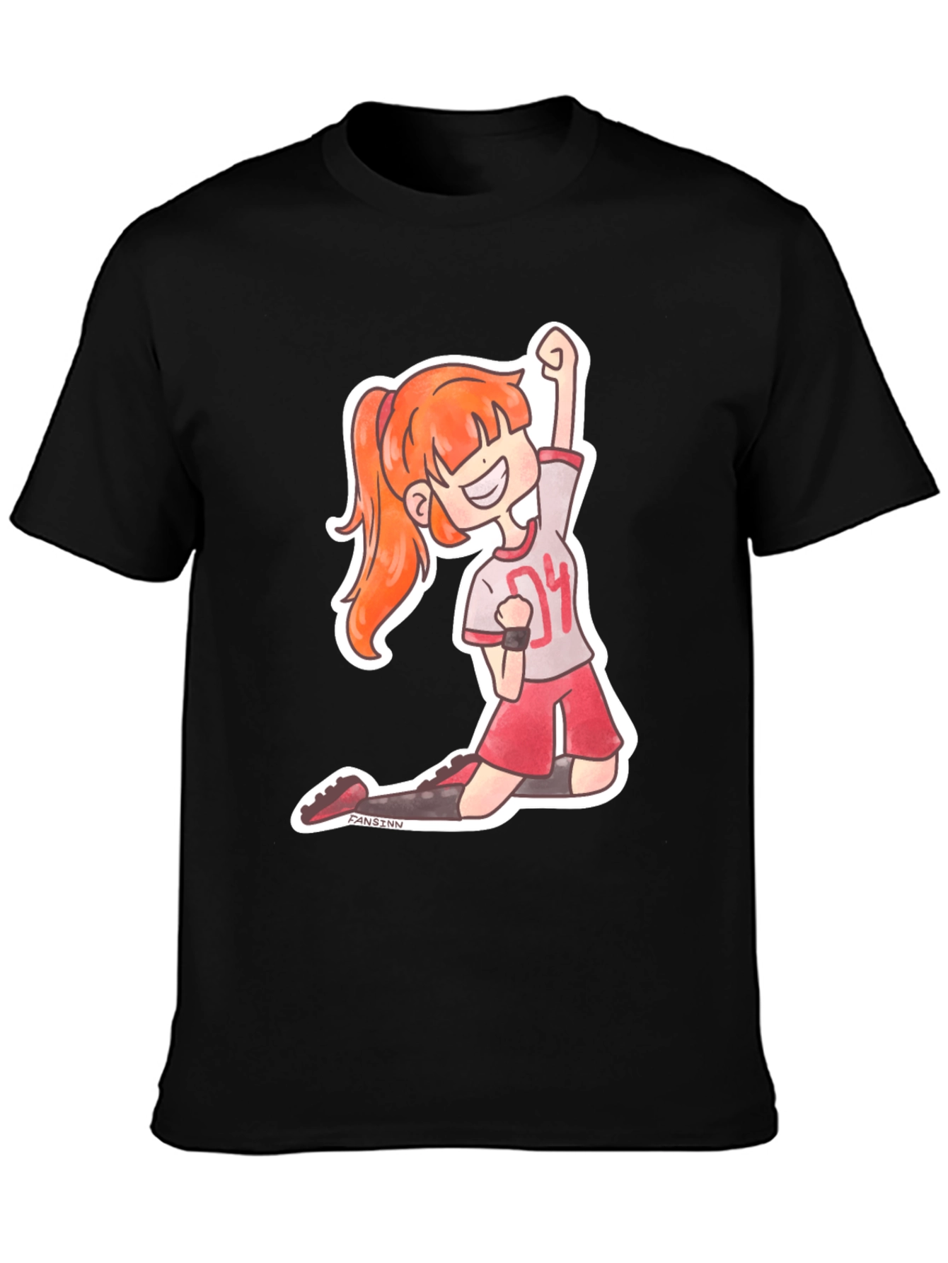 Cartoon Athlete Graphic Tee - Black