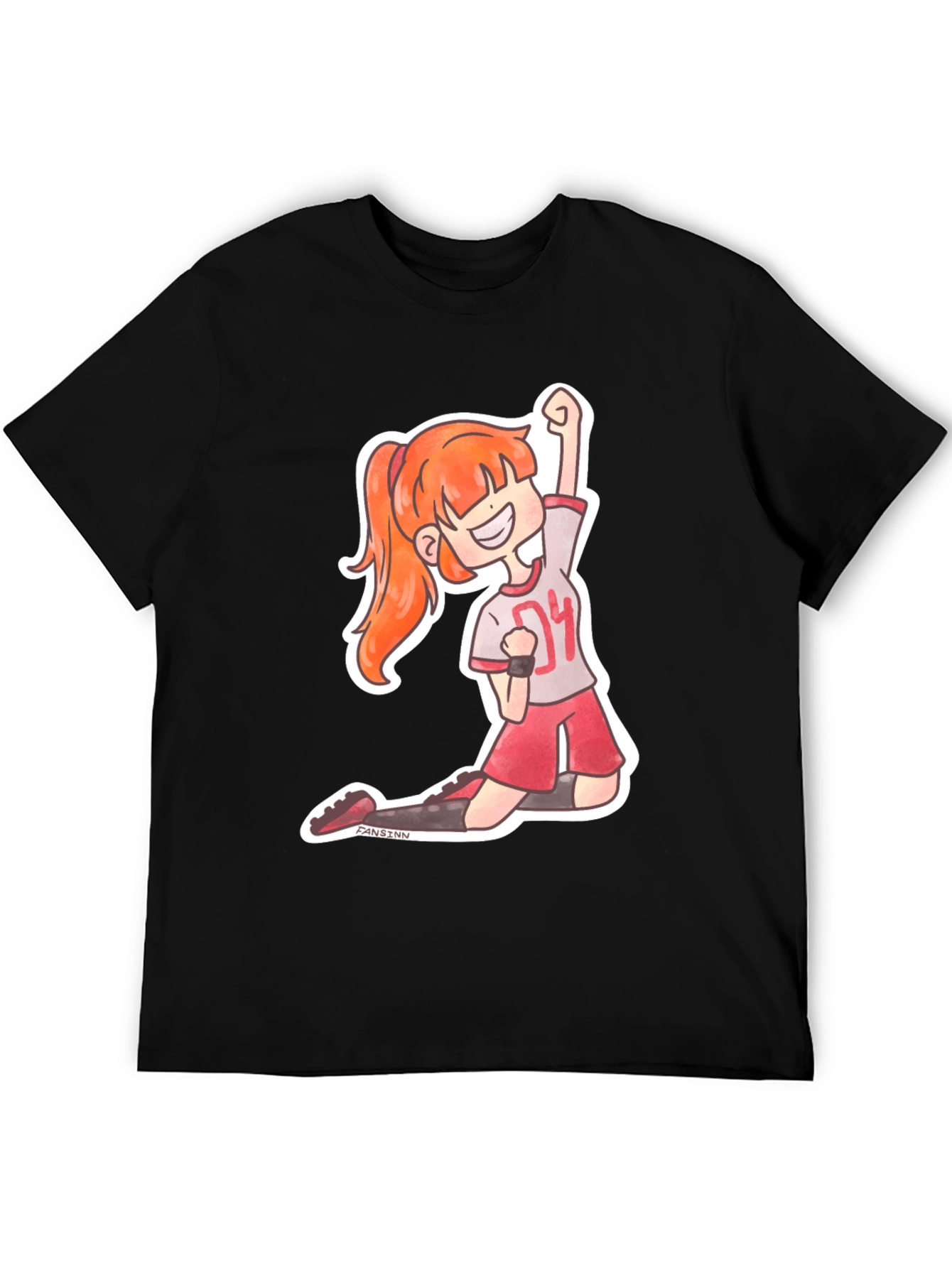 Cartoon Athlete Graphic Tee - Black