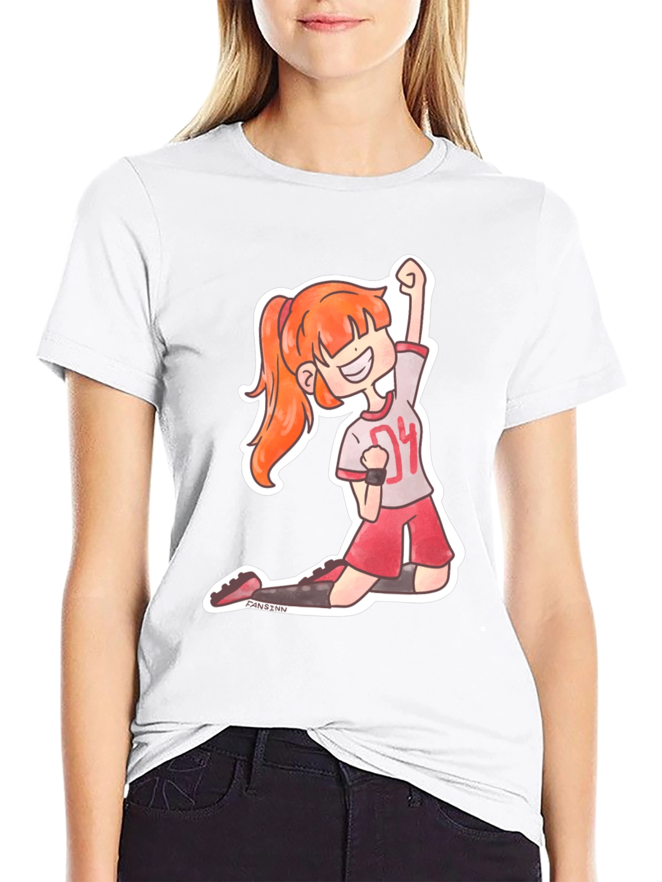 Cartoon Athlete Graphic Tee - Black