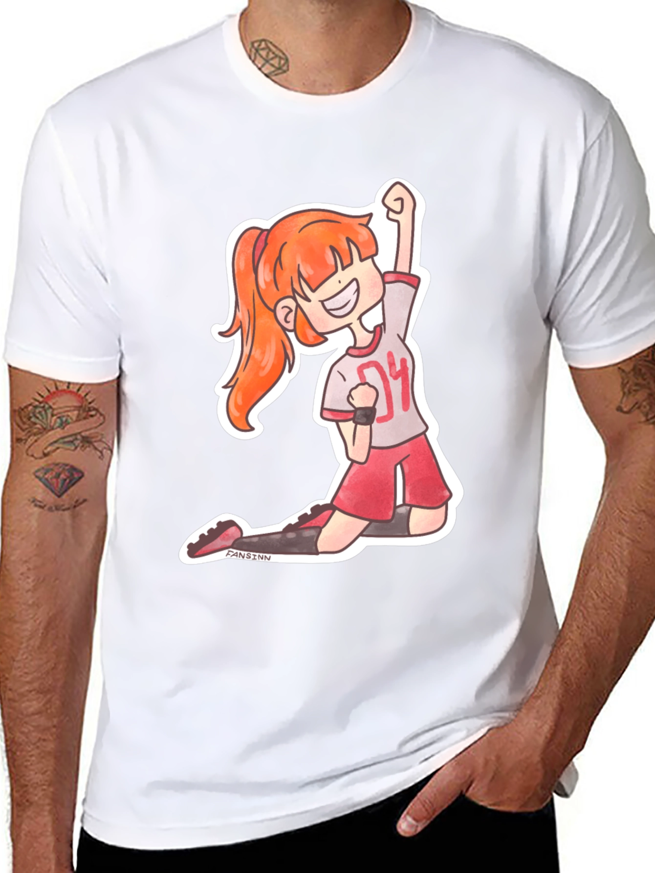 Cartoon Athlete Graphic Tee - Black