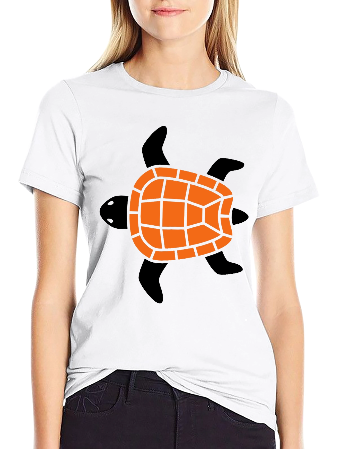Turtle Graphic Tee - Black Cotton Blend Casual Shirt